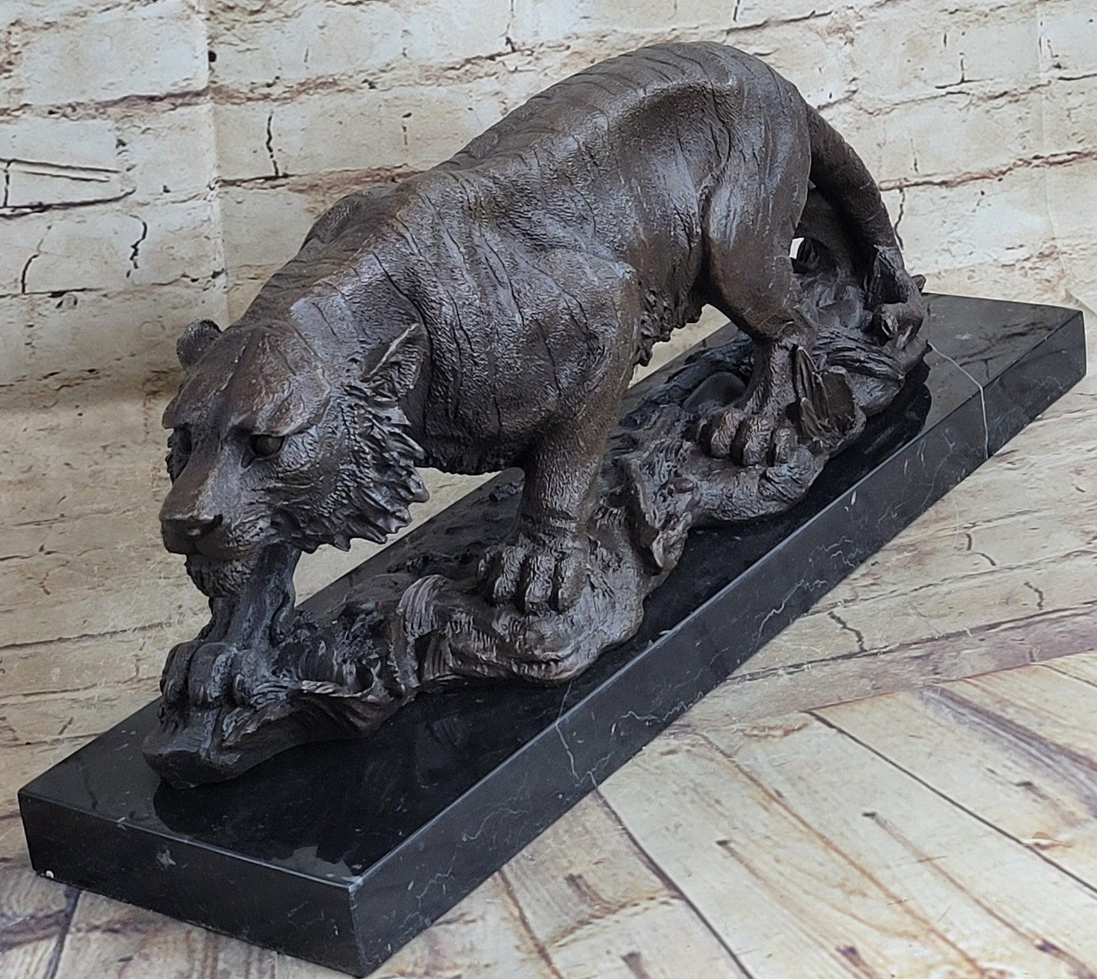 Lost wax Method Large Tiger Bronze Sculpture Museum Quality Figure Artwork
