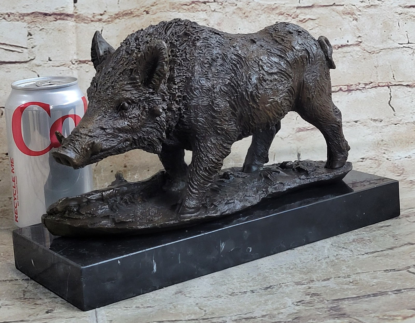 Vintage Bronze Wild Boar Hunt Sculpture Statue Signed Barye