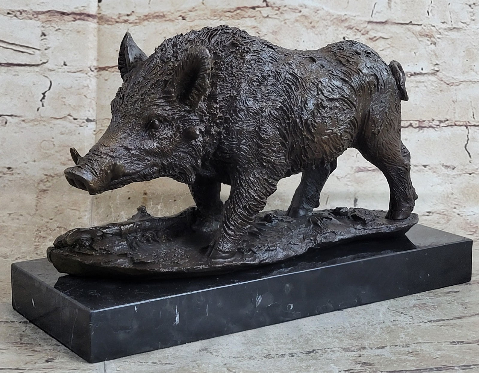 Vintage Bronze Hunt Sculpture Statue Wild Boar Razorback Signed BARYE Sale
