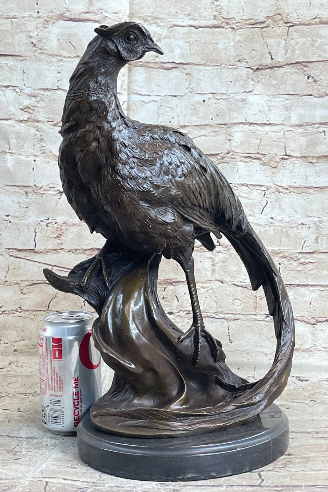 Art Nouveau Style Statue Sculpture Pheasant Bird Wildlife Art Deco Style Bronze