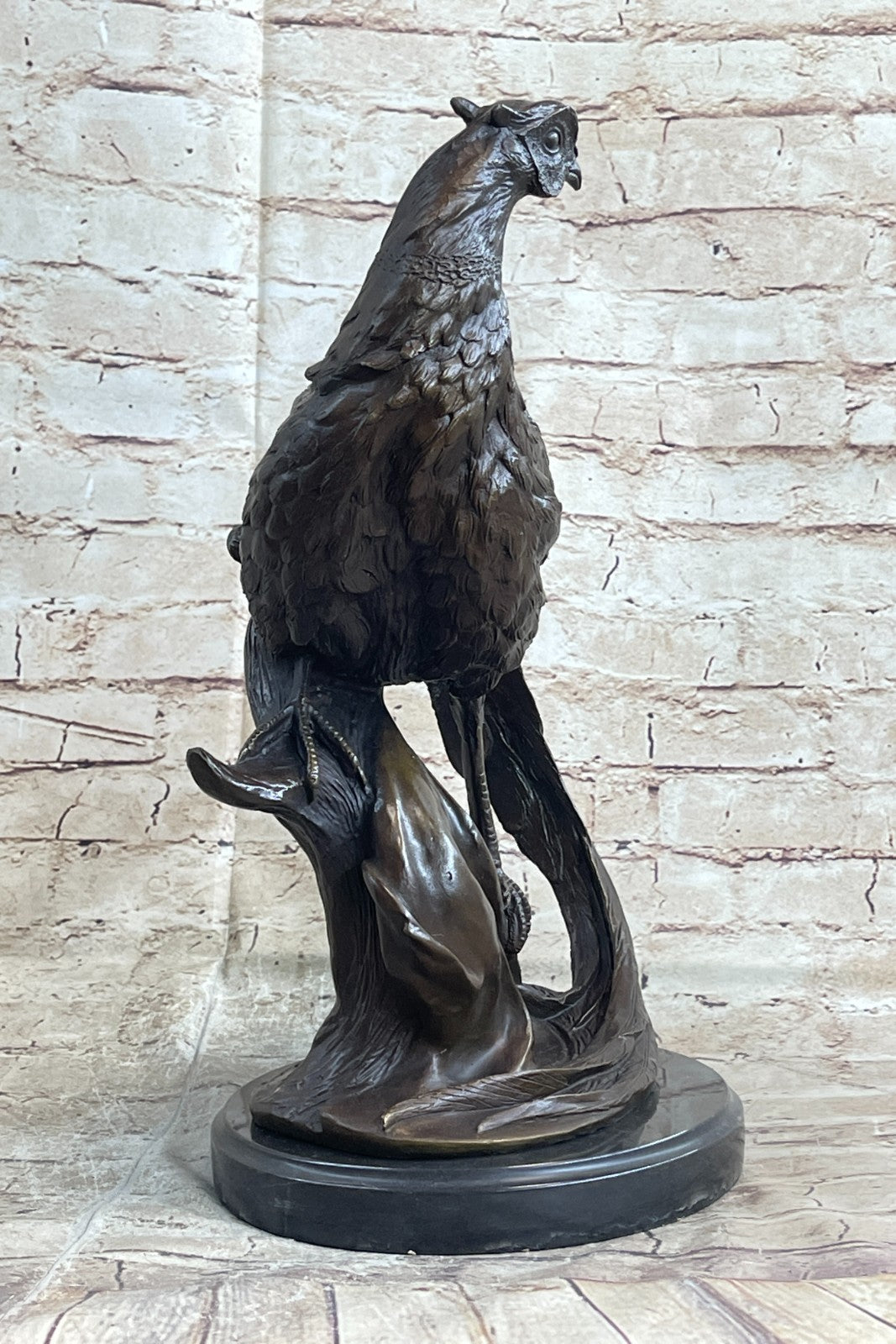 Art Nouveau Style Statue Sculpture Pheasant Bird Wildlife Art Deco Style Bronze