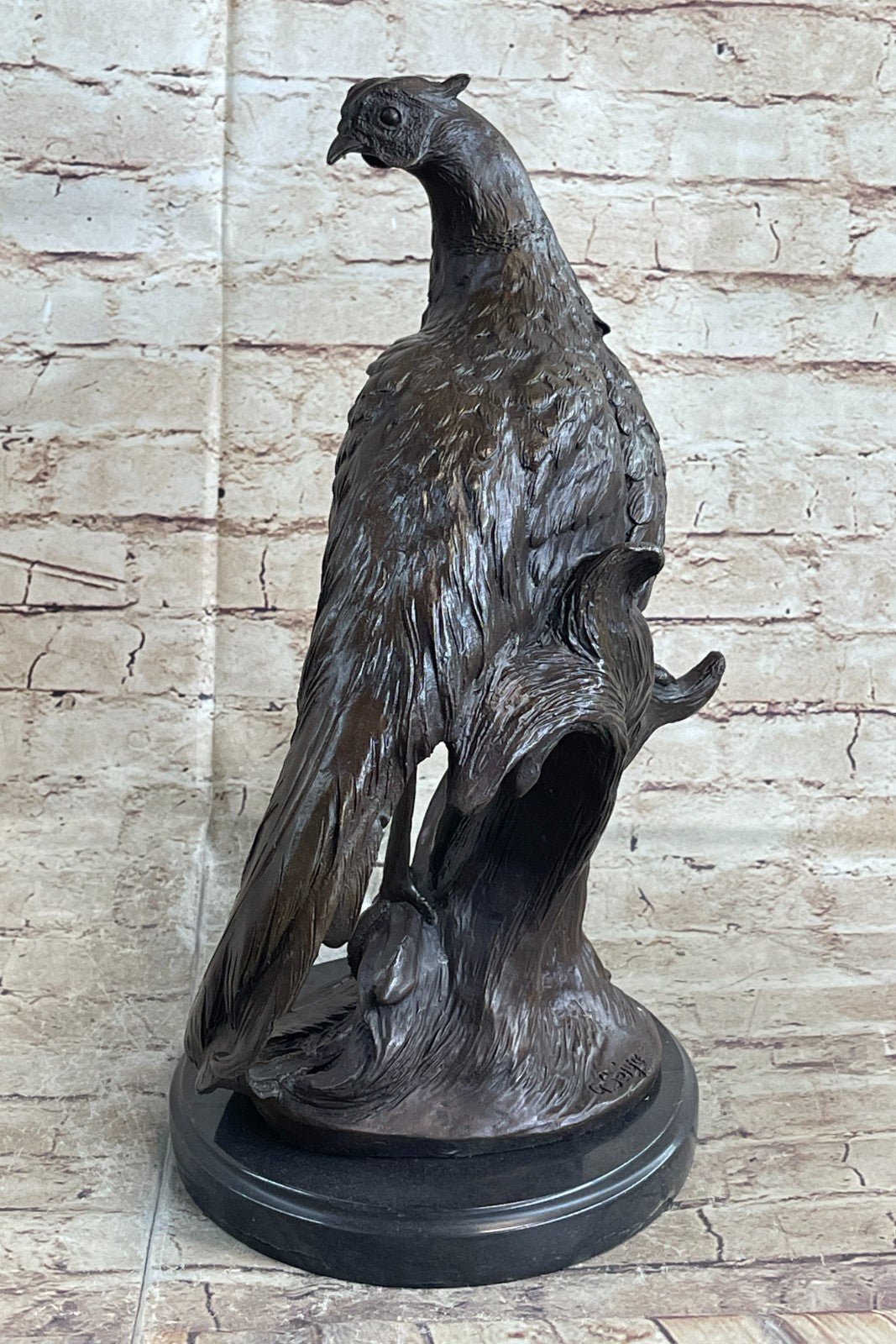 Art Nouveau Style Statue Sculpture Pheasant Bird Wildlife Art Deco Style Bronze