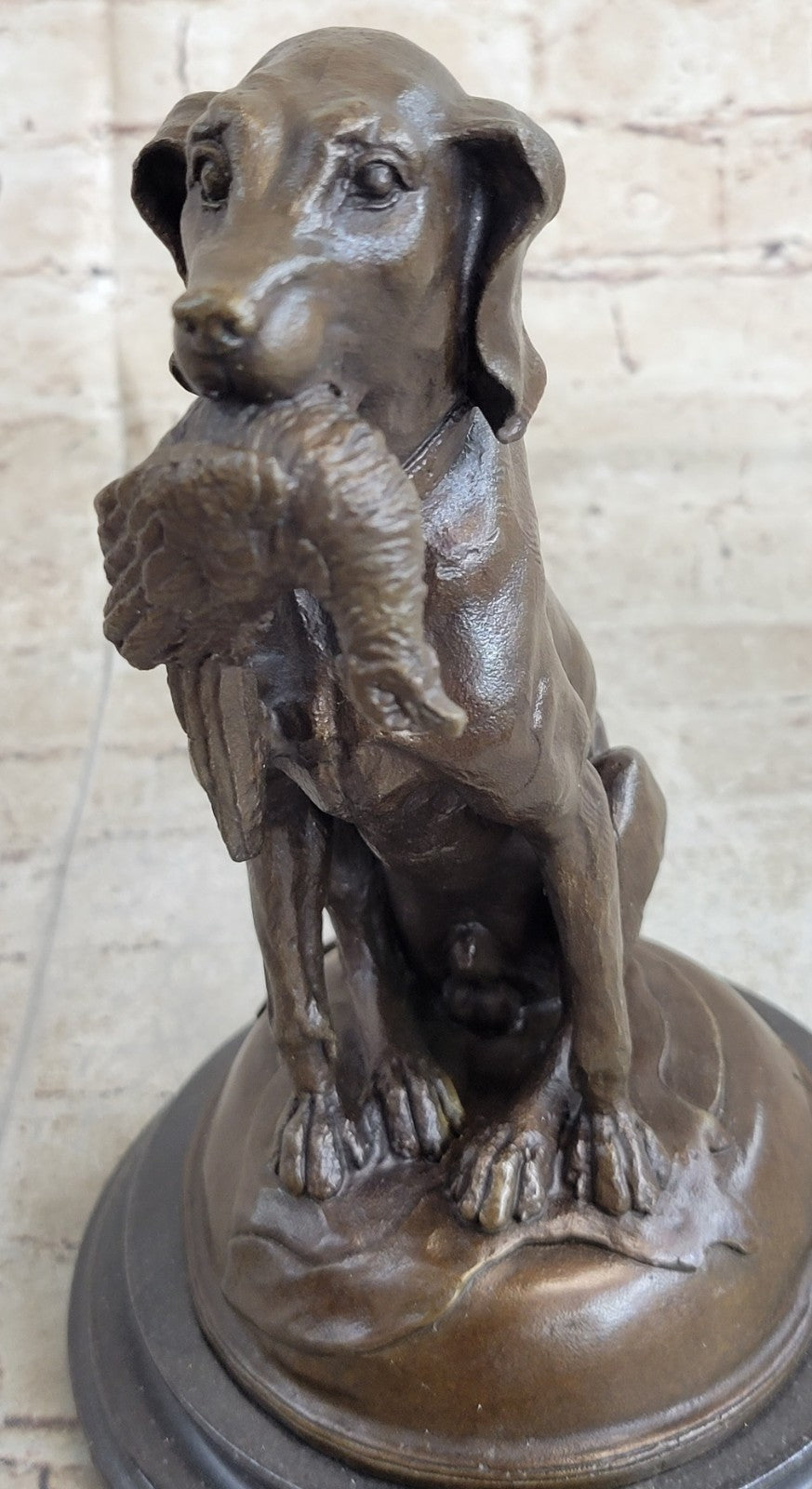 Golden Retriever Bird Bronze Statue Show Hunting Sporting Dog Duck Sculpture Art