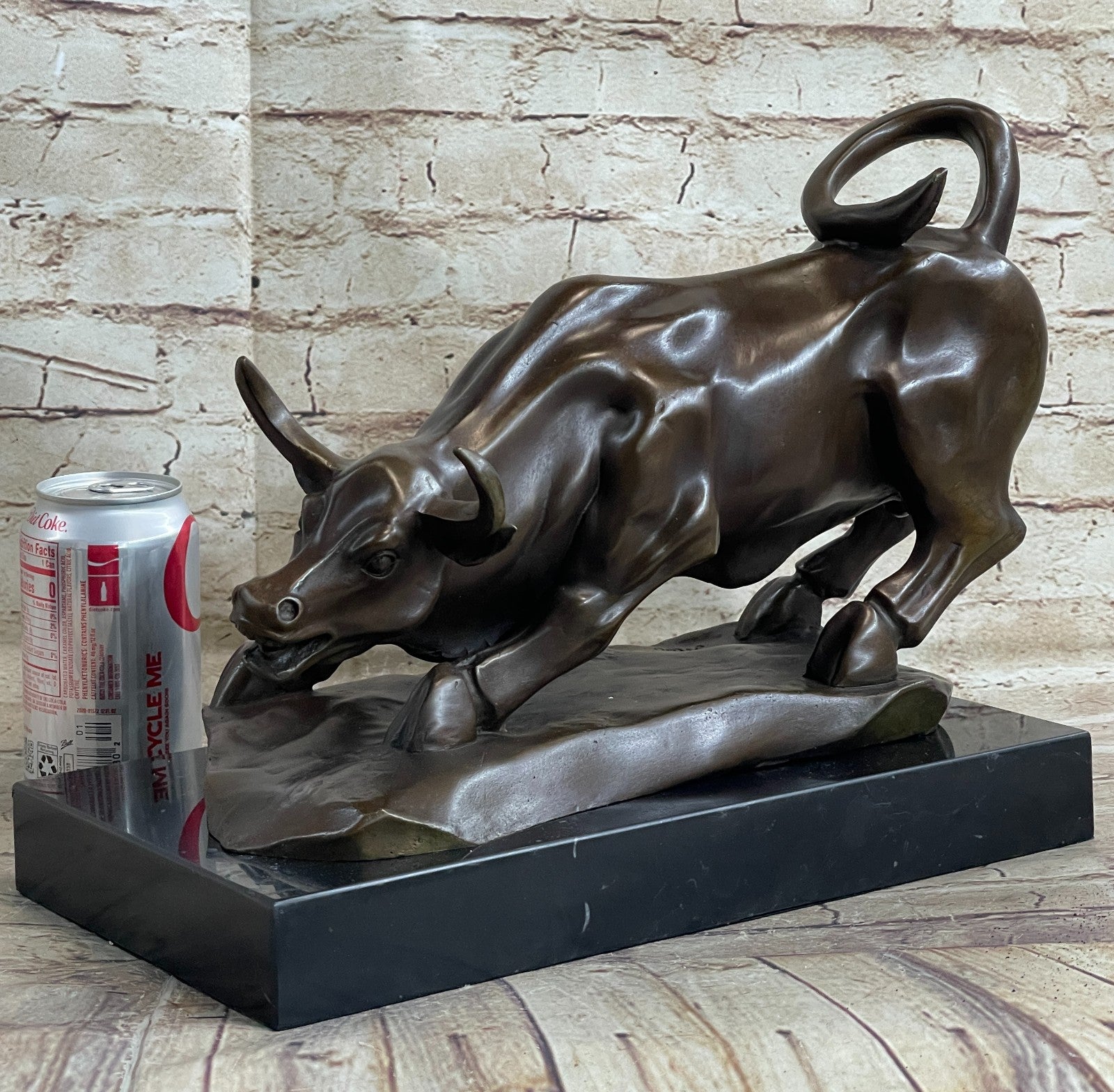 BRONZE BULL STOCK MARKET WALL ST BROKER GIFT STATUE SCULPTURE ART OFFICE STATUE