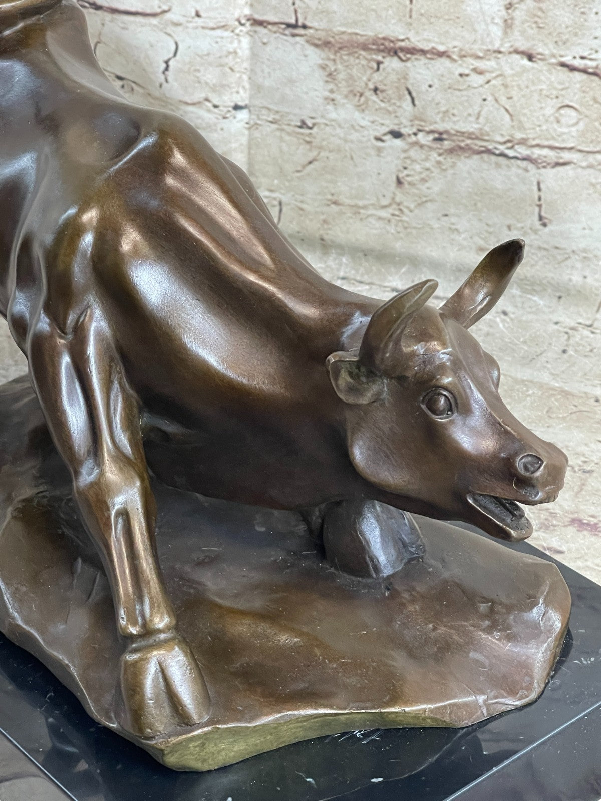 BRONZE BULL STOCK MARKET WALL ST BROKER GIFT STATUE SCULPTURE ART OFFICE STATUE