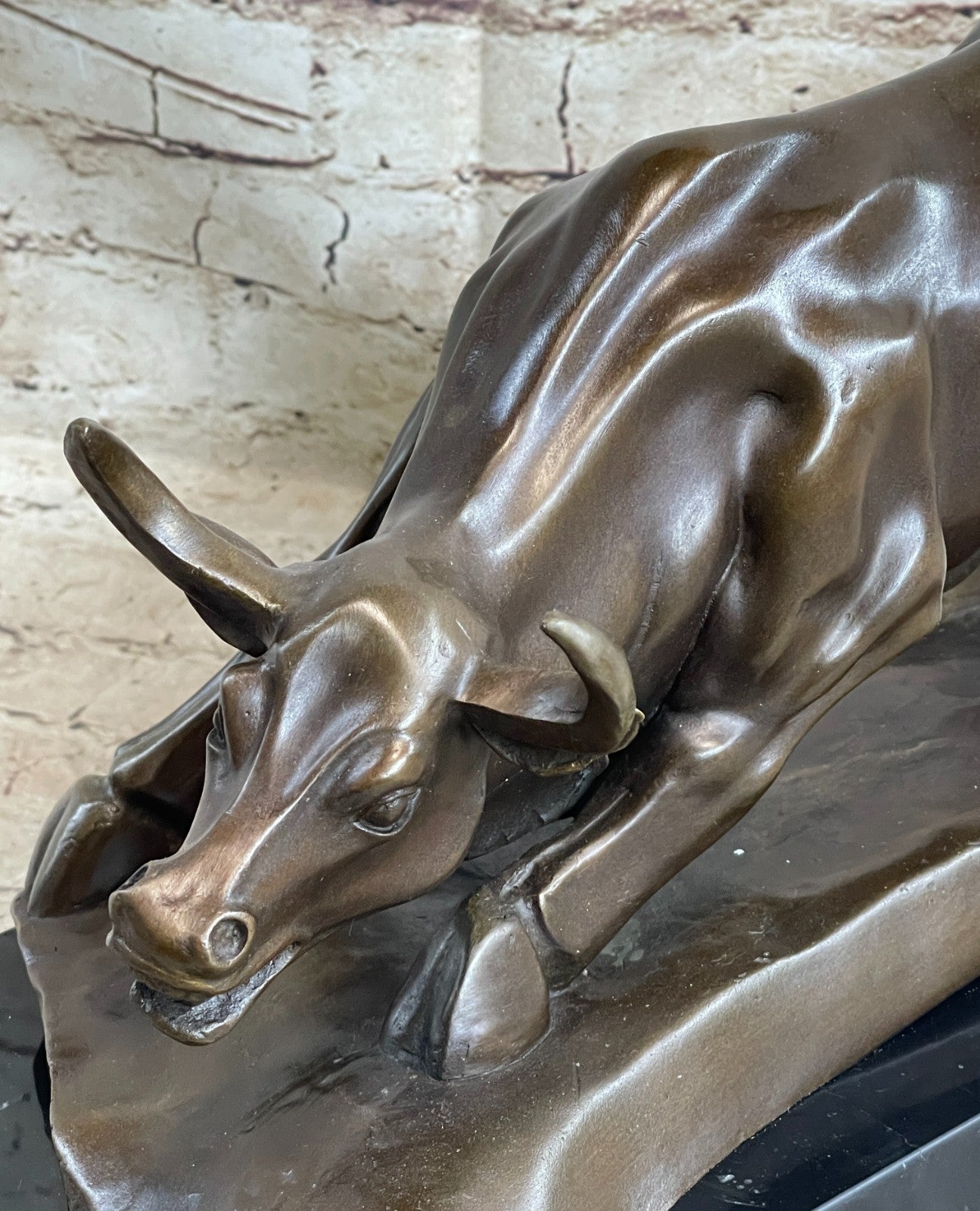 BRONZE BULL STOCK MARKET WALL ST BROKER GIFT STATUE SCULPTURE ART OFFICE STATUE