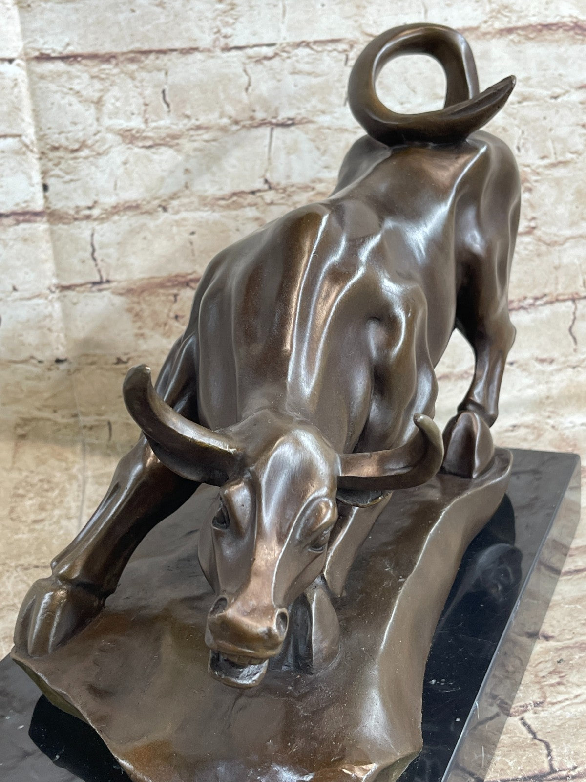 BRONZE BULL STOCK MARKET WALL ST BROKER GIFT STATUE SCULPTURE ART OFFICE STATUE