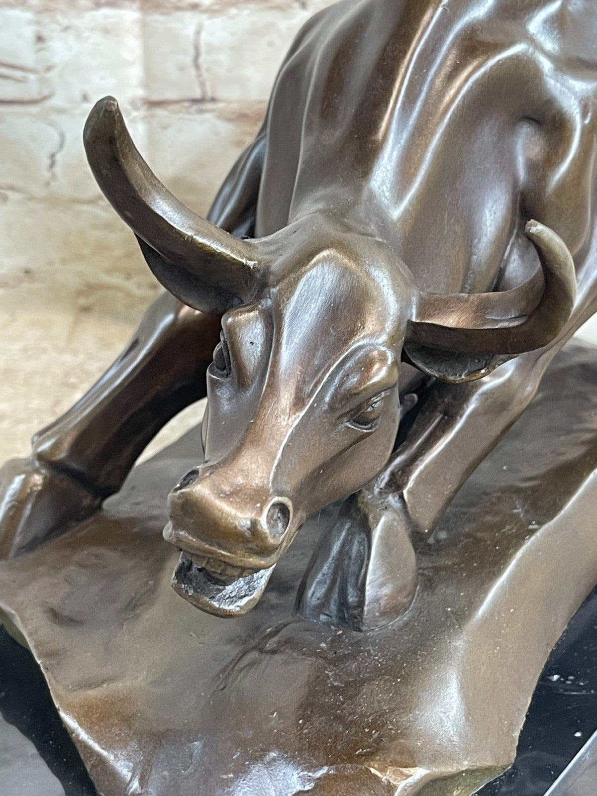 BRONZE BULL STOCK MARKET WALL ST BROKER GIFT STATUE SCULPTURE ART OFFICE STATUE