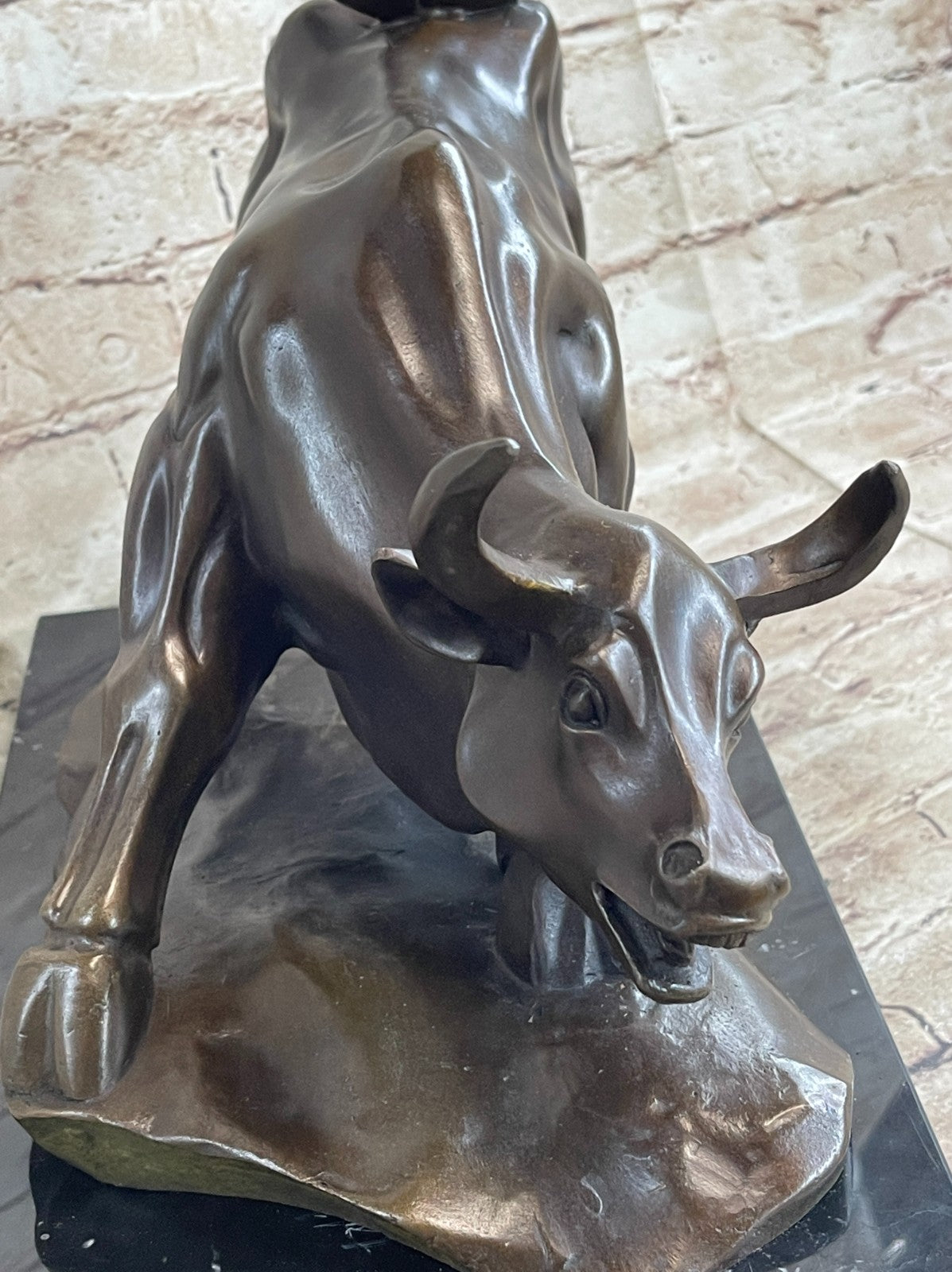 BRONZE BULL STOCK MARKET WALL ST BROKER GIFT STATUE SCULPTURE ART OFFICE STATUE