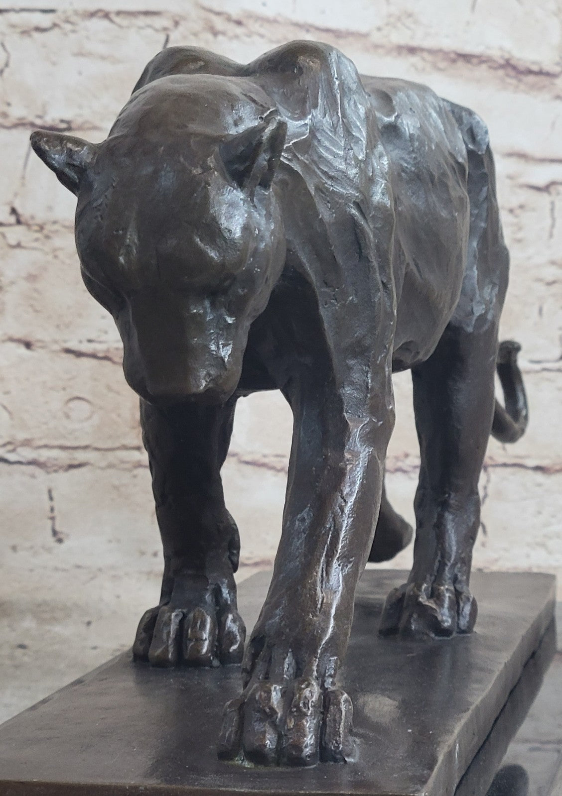 Large Bugatti Sleek Jaguar Puma Leopard Bronze Art Deco Figurine Sculpture Decor