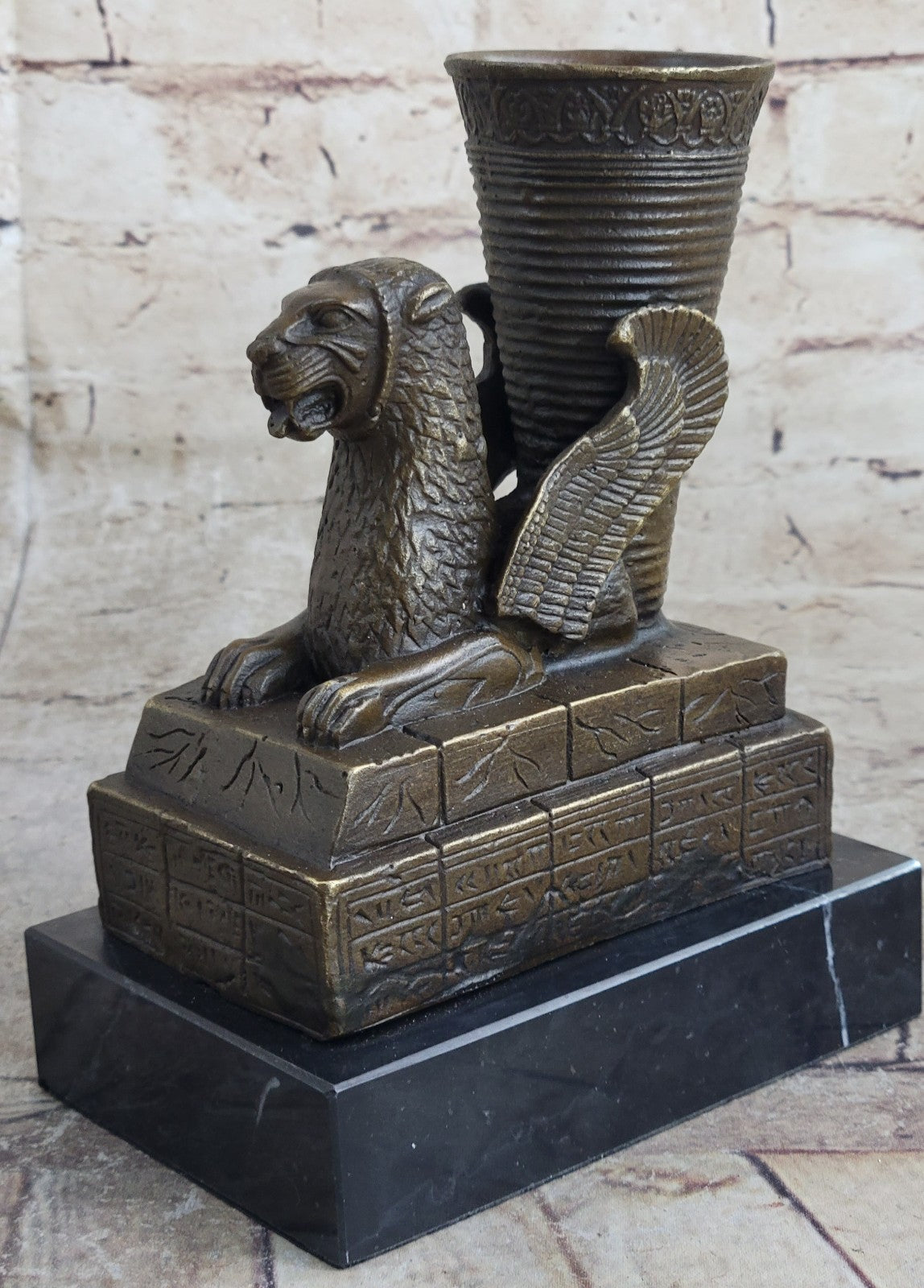 Signed Original Artwork Ornament Persepolis Statue model Candlestick Bronze Decor