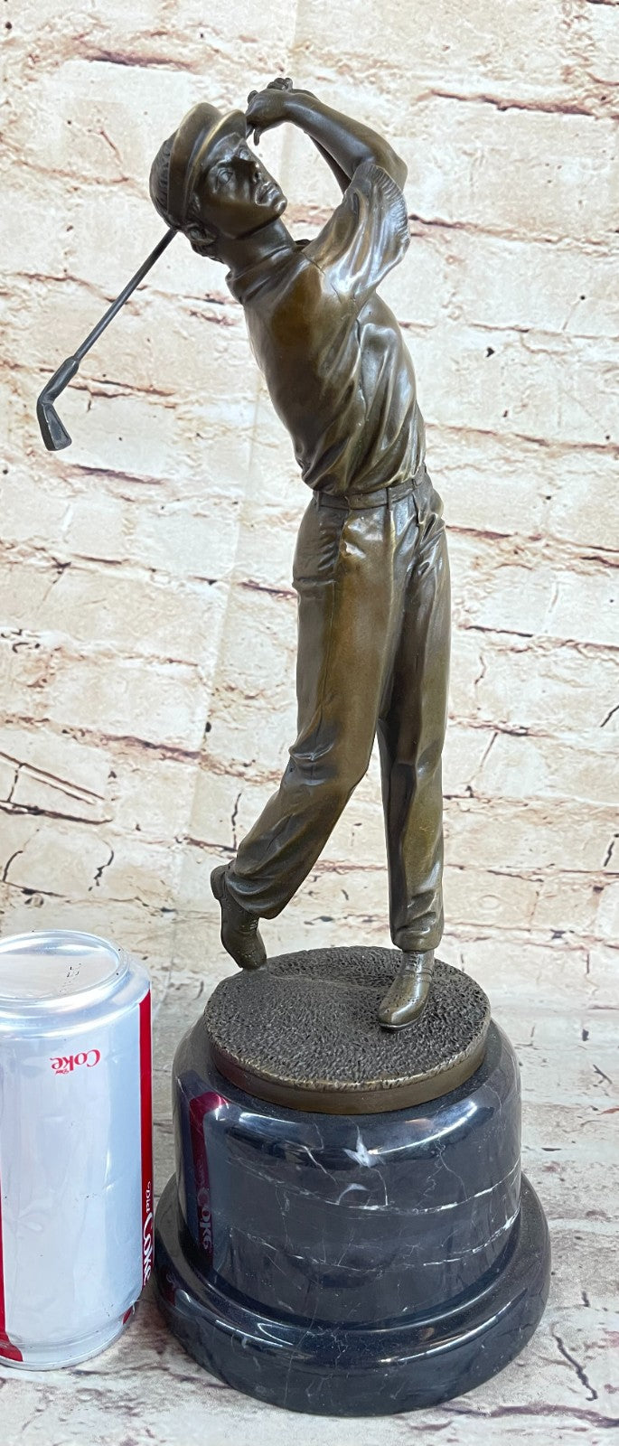 Vintage Bronze Golfer Golfing Statue Putting Figure Trophy Man Cave Club Putting
