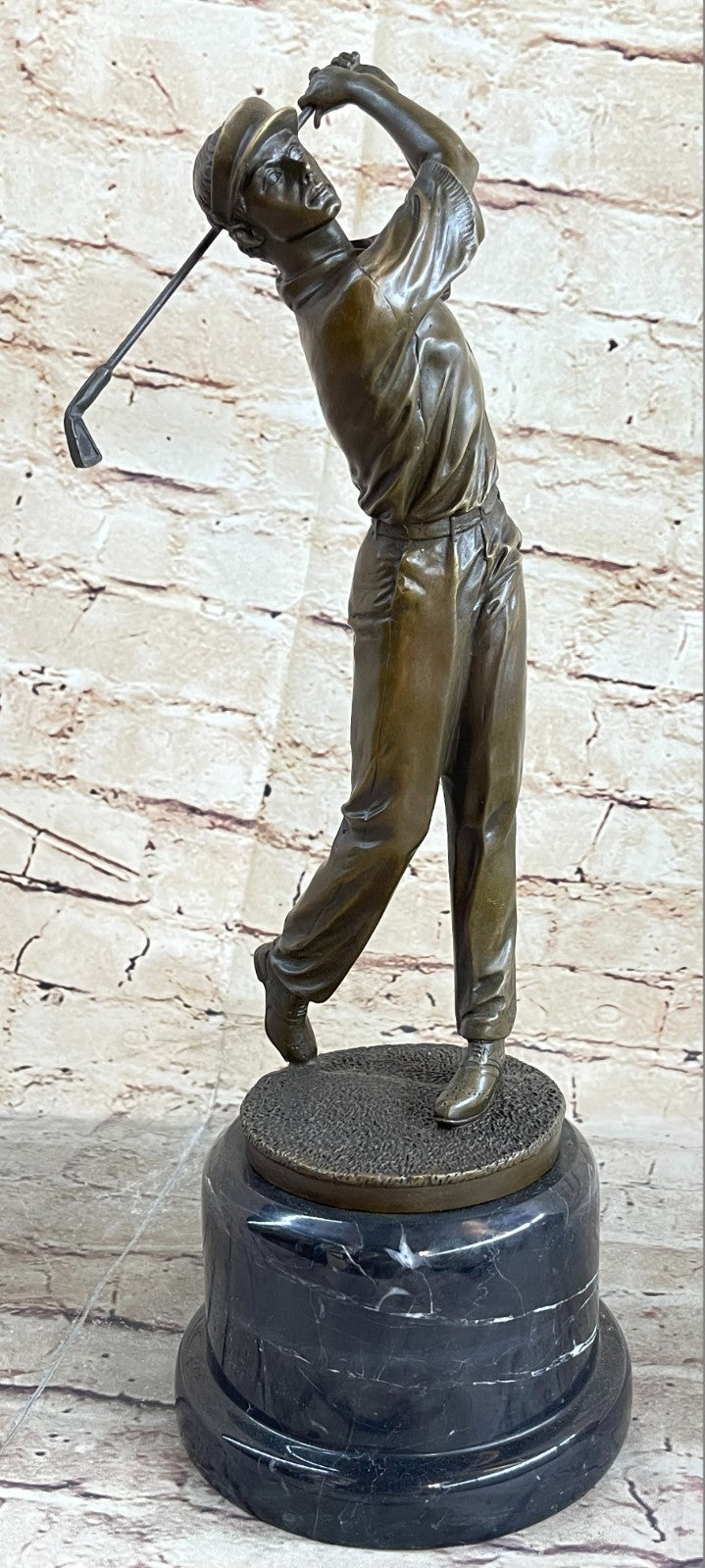 Vintage Bronze Golfer Golfing Statue Putting Figure Trophy Man Cave Club Putting