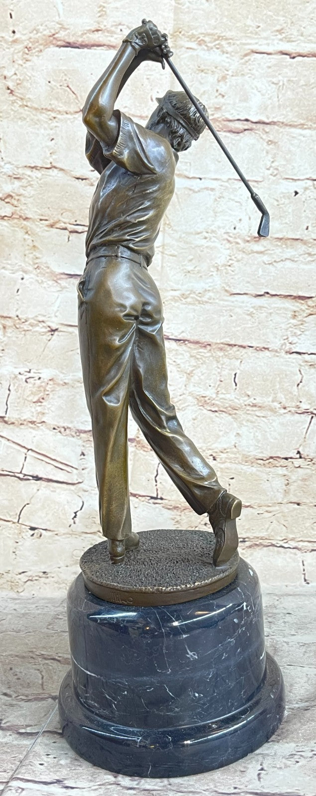 Vintage Bronze Golfer Golfing Statue Putting Figure Trophy Man Cave Club Putting