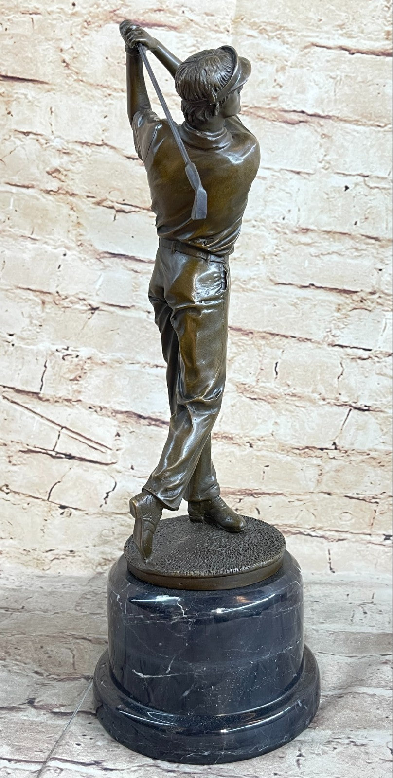 Vintage Bronze Golfer Golfing Statue Putting Figure Trophy Man Cave Club Putting