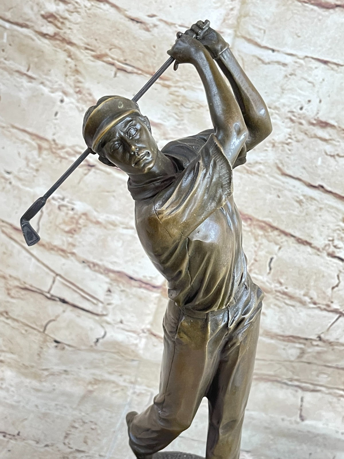 Vintage Bronze Golfer Golfing Statue Putting Figure Trophy Man Cave Club Putting