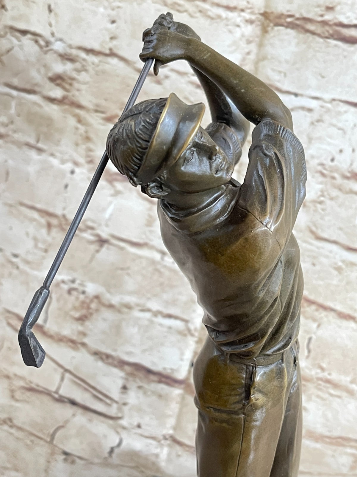 Vintage Bronze Golfer Golfing Statue Putting Figure Trophy Man Cave Club Putting