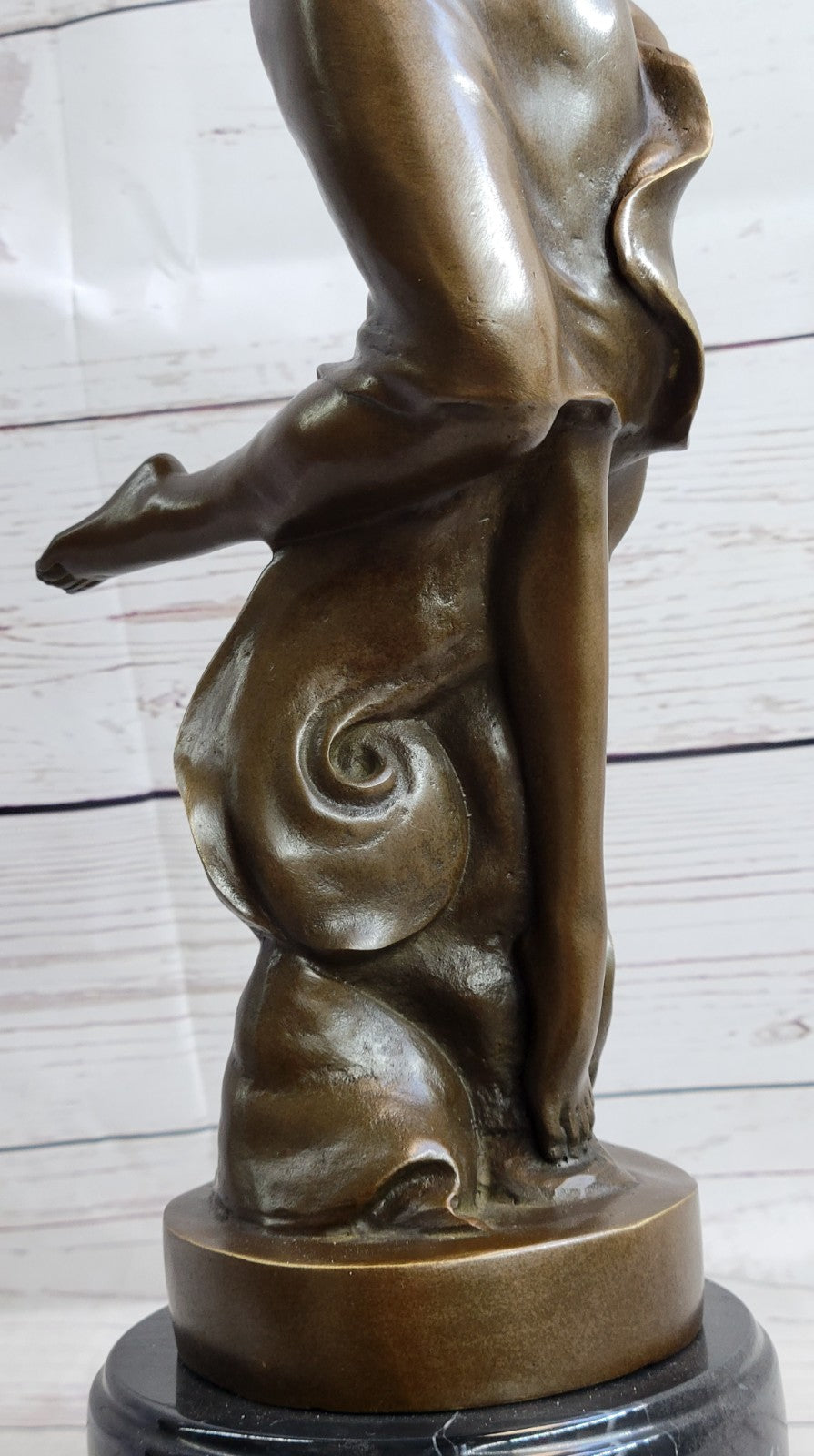NUDE FAIRY 100% BRONZE FANTASY DECO NOUVEAU WINGED WOOD NYMPH SCULPTURE STATUE