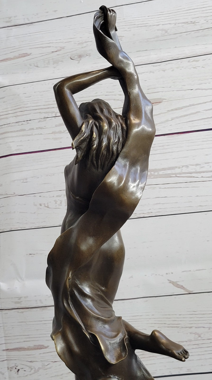 NUDE FAIRY 100% BRONZE FANTASY DECO NOUVEAU WINGED WOOD NYMPH SCULPTURE STATUE