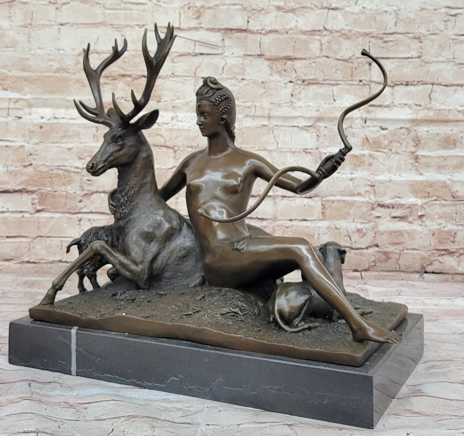 Home Office Decor: Signed Jacquiet Bronze Sculpture - Diana the Huntress Figurine