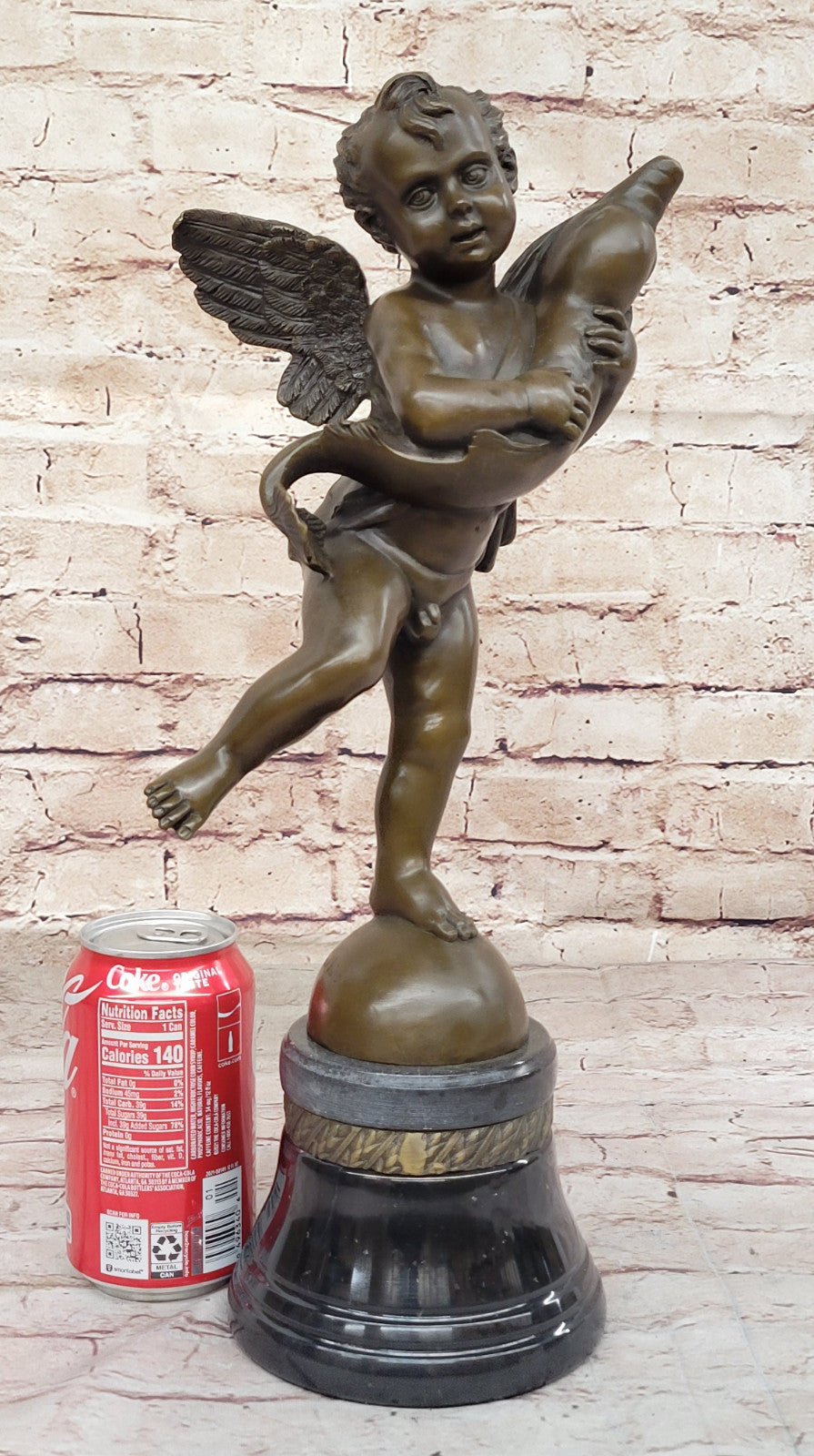 Collectible Bronze Sculpture: Artistic Semi-Nude Boy and Dolphin – Renaissance-Inspired Artwork