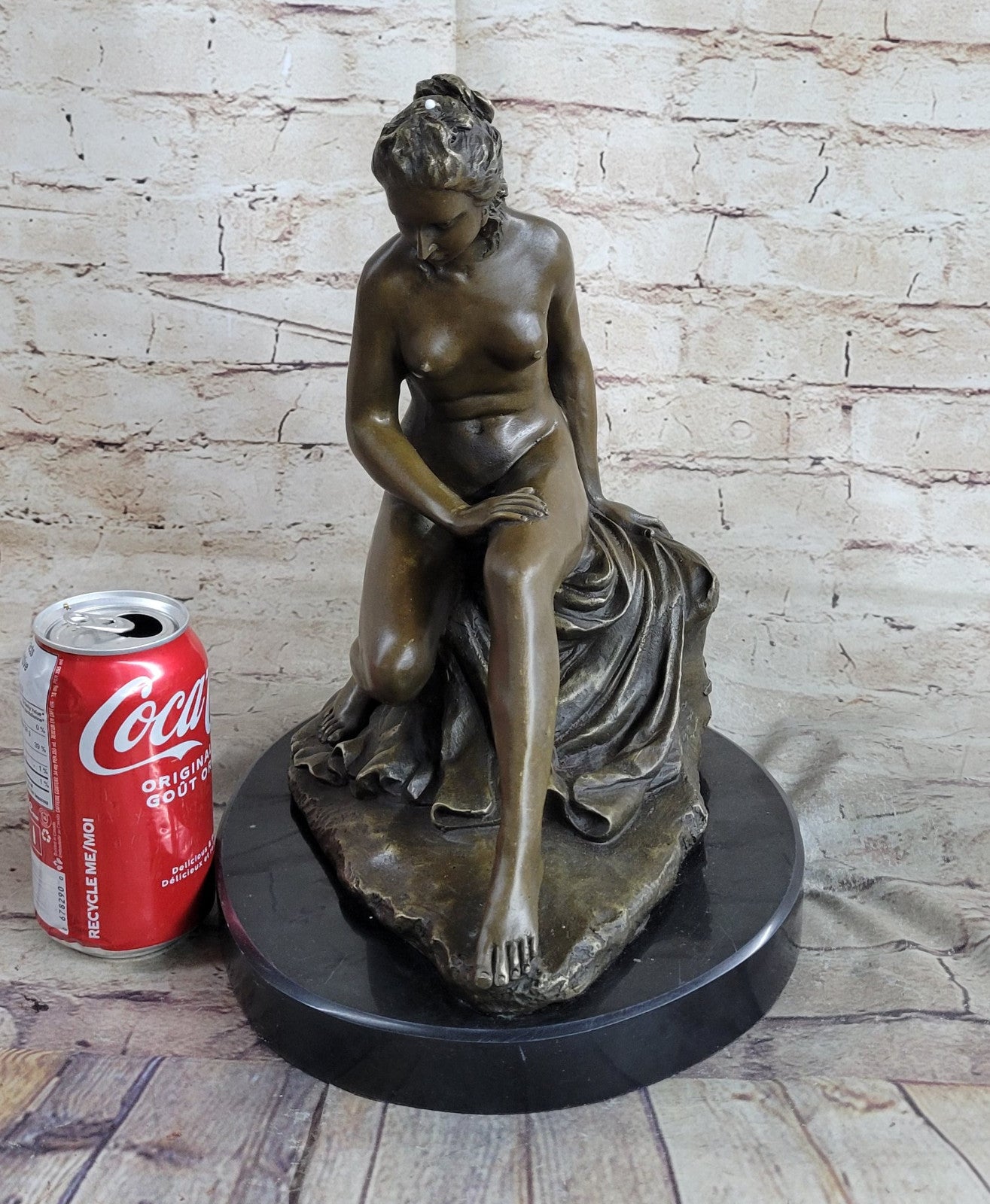 SOLID BRONZE FIGURE OF A NUDE MAIDEN AFTER ALLEGRAIN LOST WAX METHOD STATUE