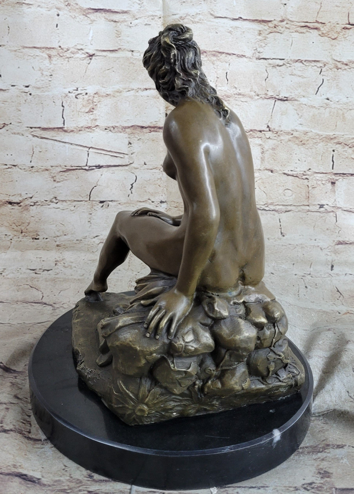 SOLID BRONZE FIGURE OF A NUDE MAIDEN AFTER ALLEGRAIN LOST WAX METHOD STATUE