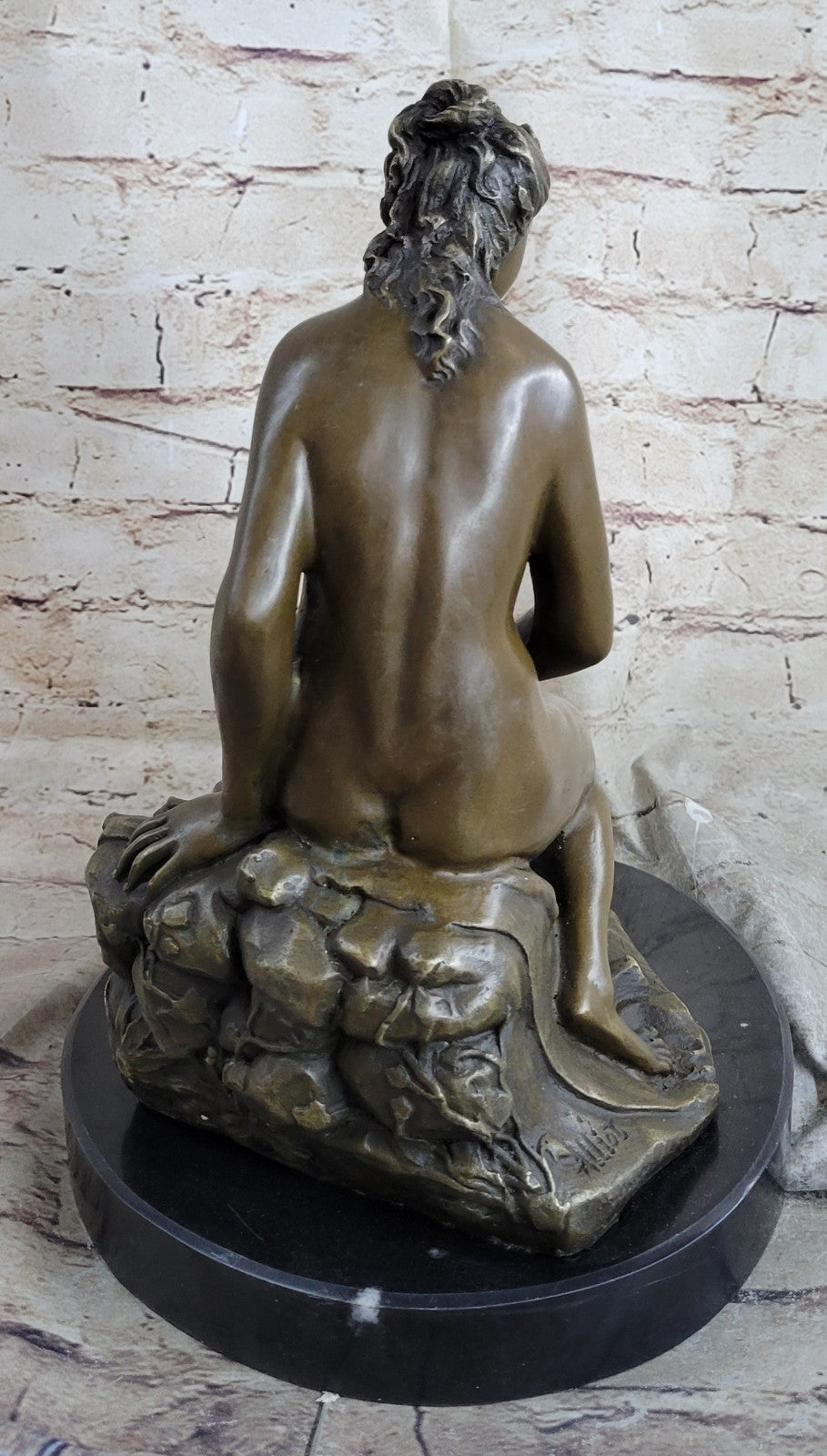 SOLID BRONZE FIGURE OF A NUDE MAIDEN AFTER ALLEGRAIN LOST WAX METHOD STATUE