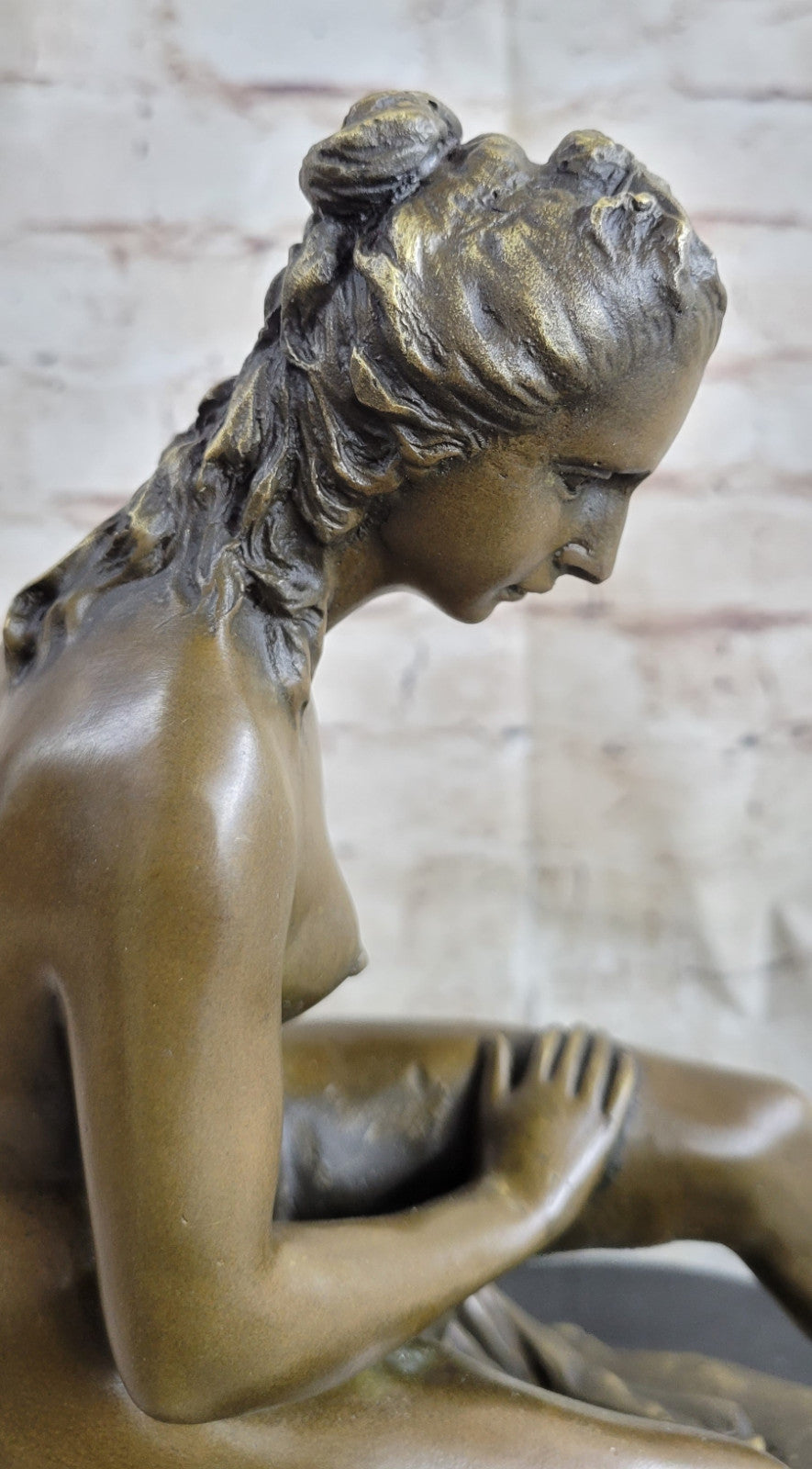 SOLID BRONZE FIGURE OF A NUDE MAIDEN AFTER ALLEGRAIN LOST WAX METHOD STATUE