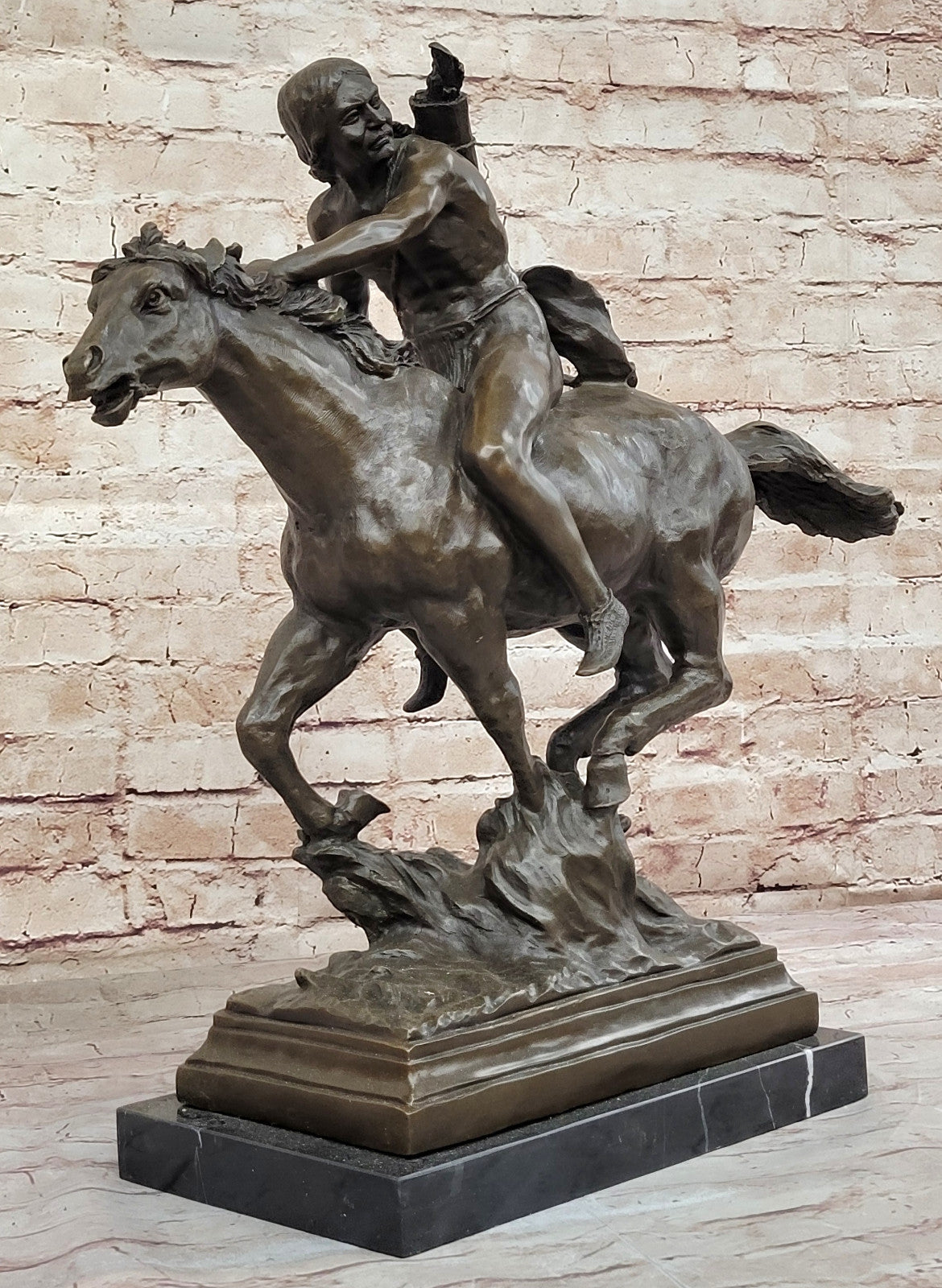 Buy Collectible Masterpiece: Mario Nick’s Bronze Indian Hunter with Horse & Axe – Art Sculpture Home Decor & Gift