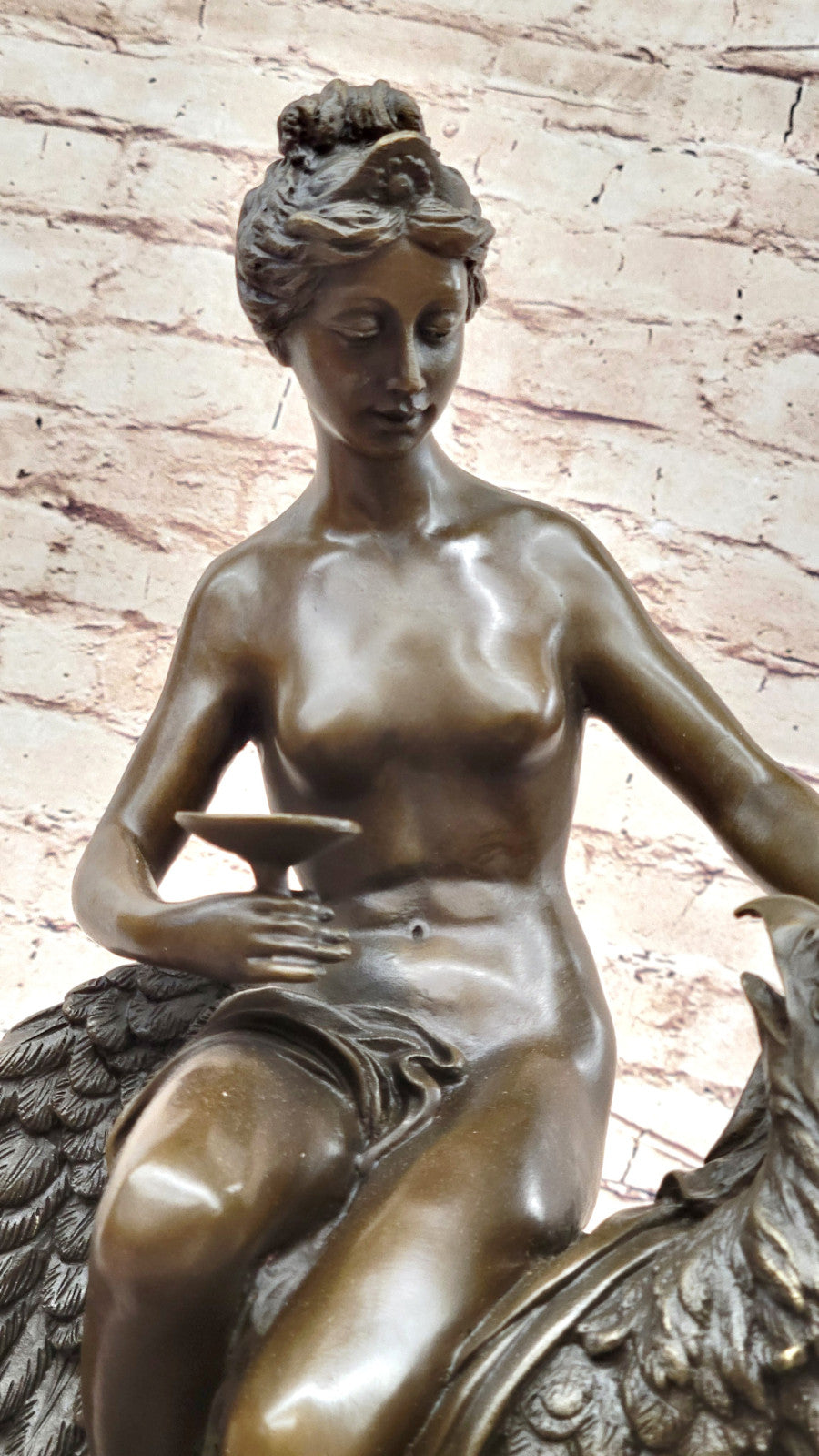 Handmade Elegance: Buhot`s Heber with Eagle - Nude Bronze Sculpture Decor