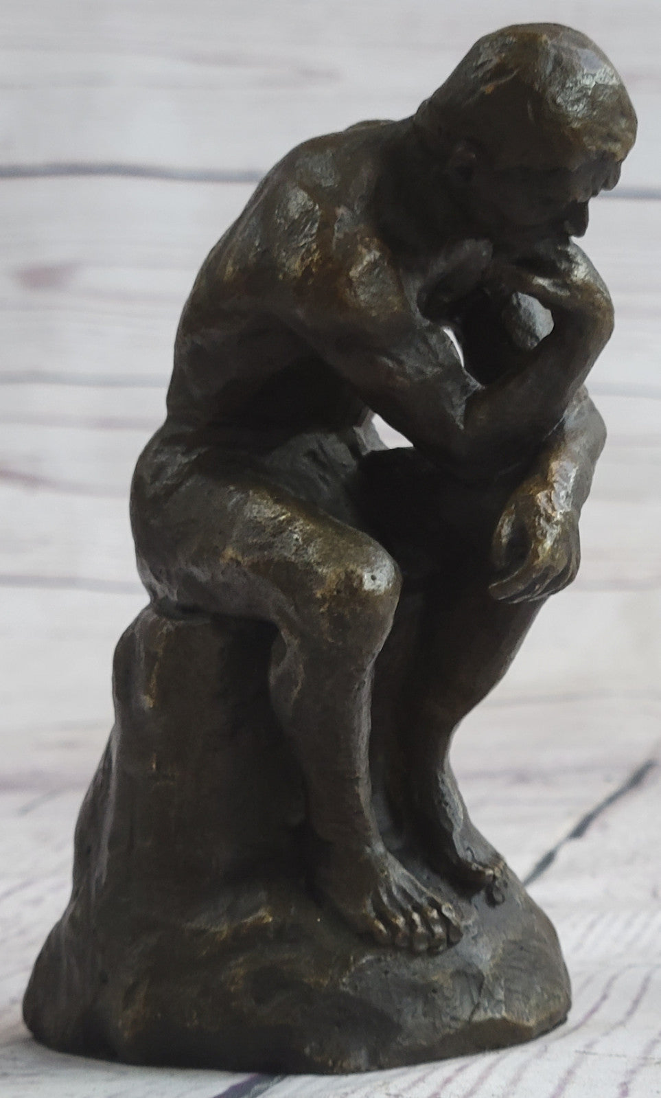 Clearance Sale Rodin Thinker Sensual Male Genuine Bronze Sculpture Figurine