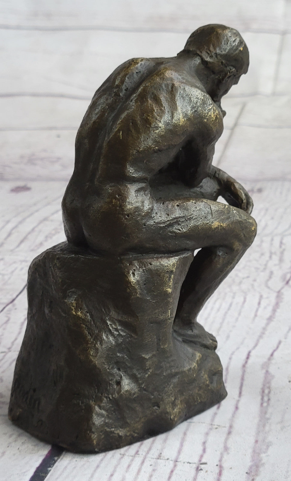 Clearance Sale Rodin Thinker Sensual Male Genuine Bronze Sculpture Figurine