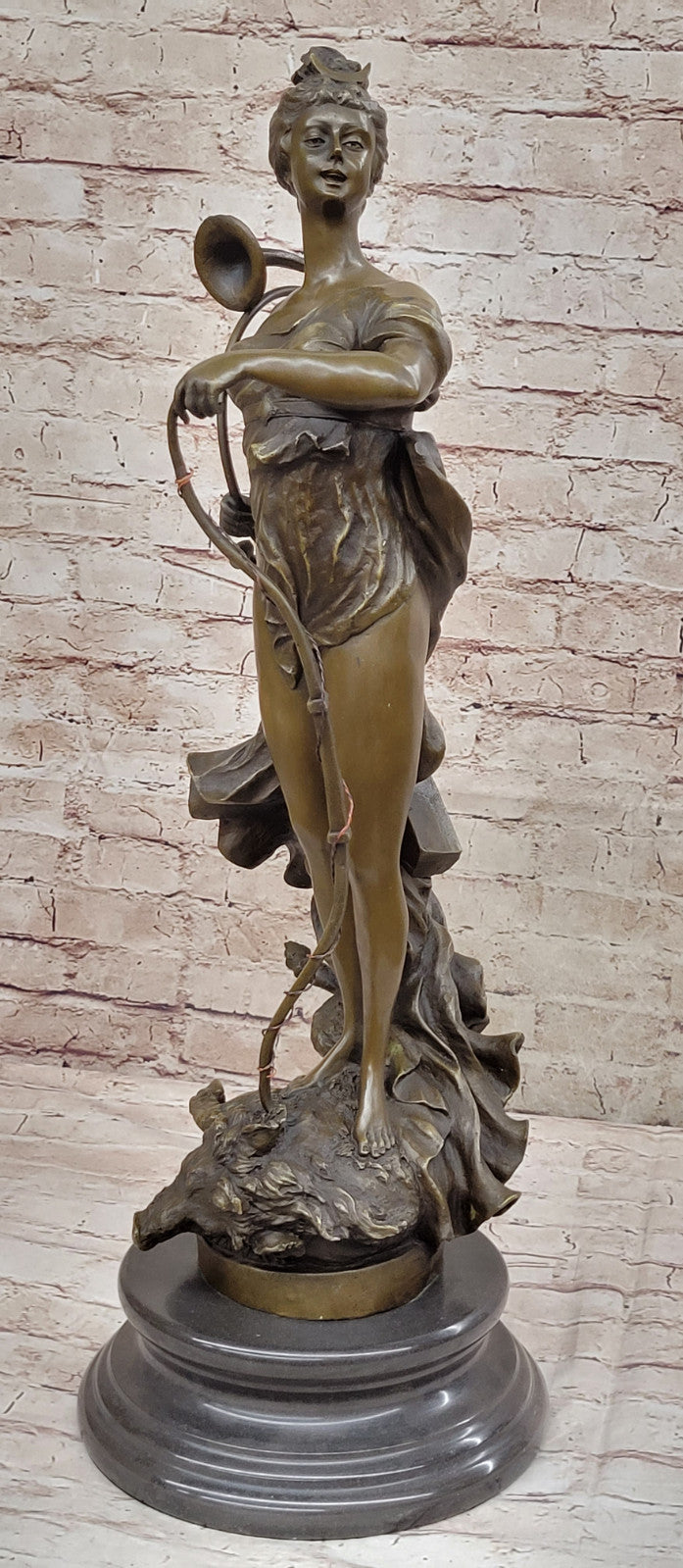 Mythical Diana Hunter with Boar Bronze Sculpture by Milo - Signed Artwork Statue