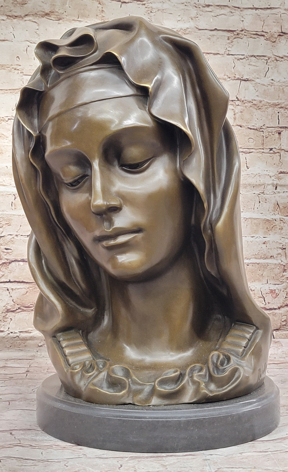 Buy Michelangelo’s Madonna Della Pieta Bronze Bust – Luxurious Decor on Marble Base