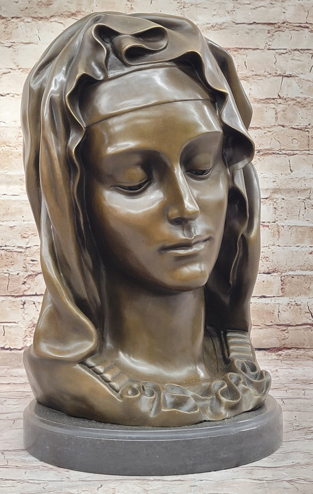 Buy Michelangelo’s Madonna Della Pieta Bronze Bust – Luxurious Decor on Marble Base