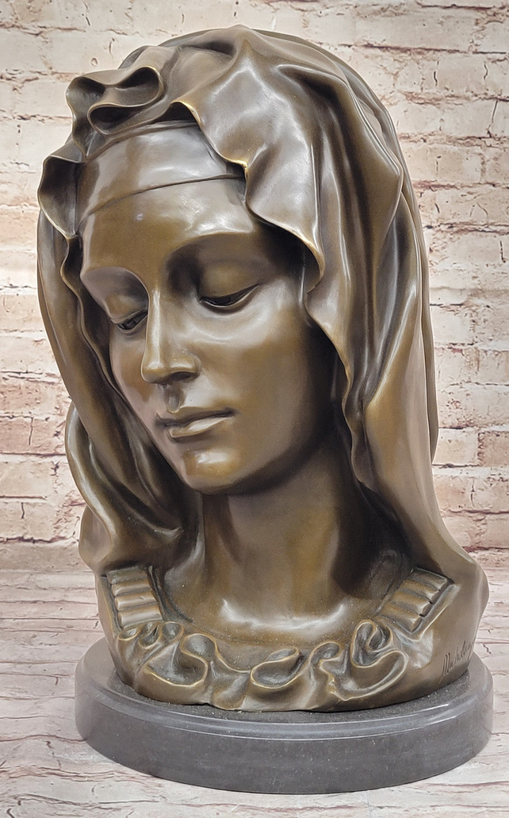 Buy Michelangelo’s Madonna Della Pieta Bronze Bust – Luxurious Decor on Marble Base