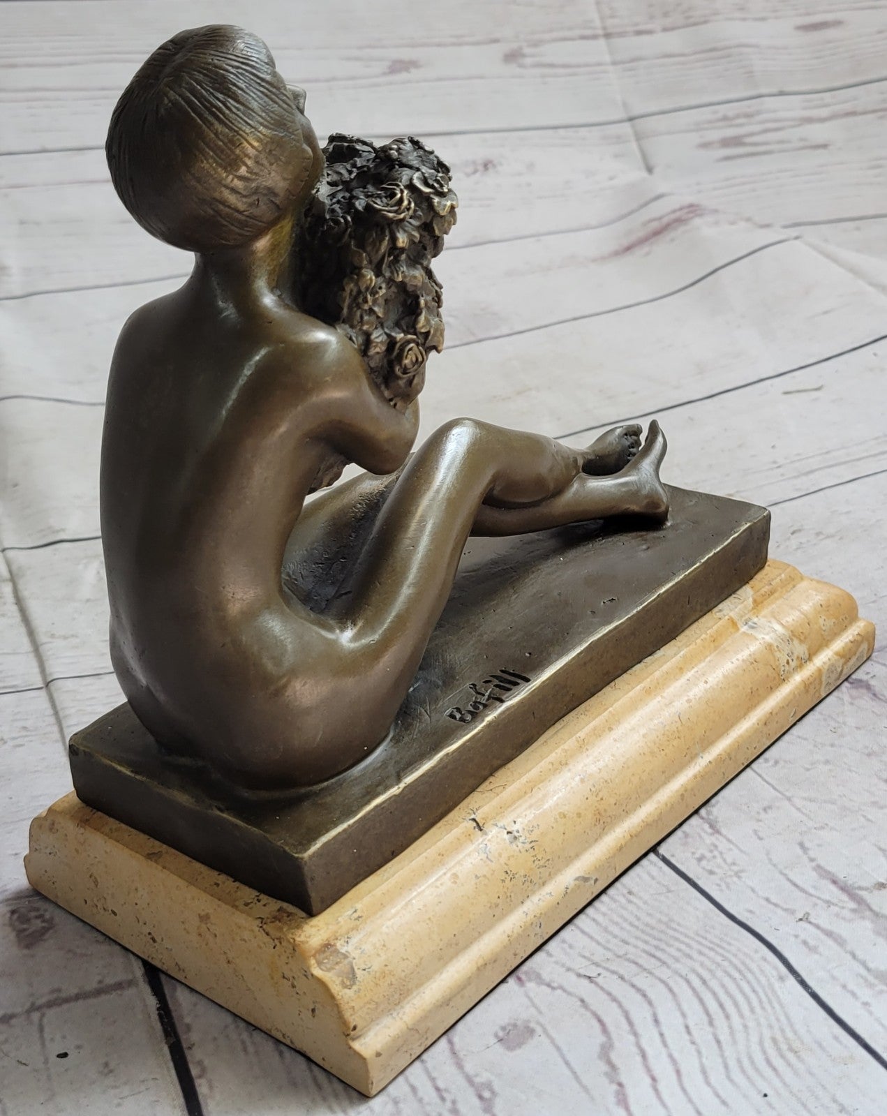 Sexy West Art Deco Sculpture Bronze Marble Nude Woman Belle Flower Girl Statue