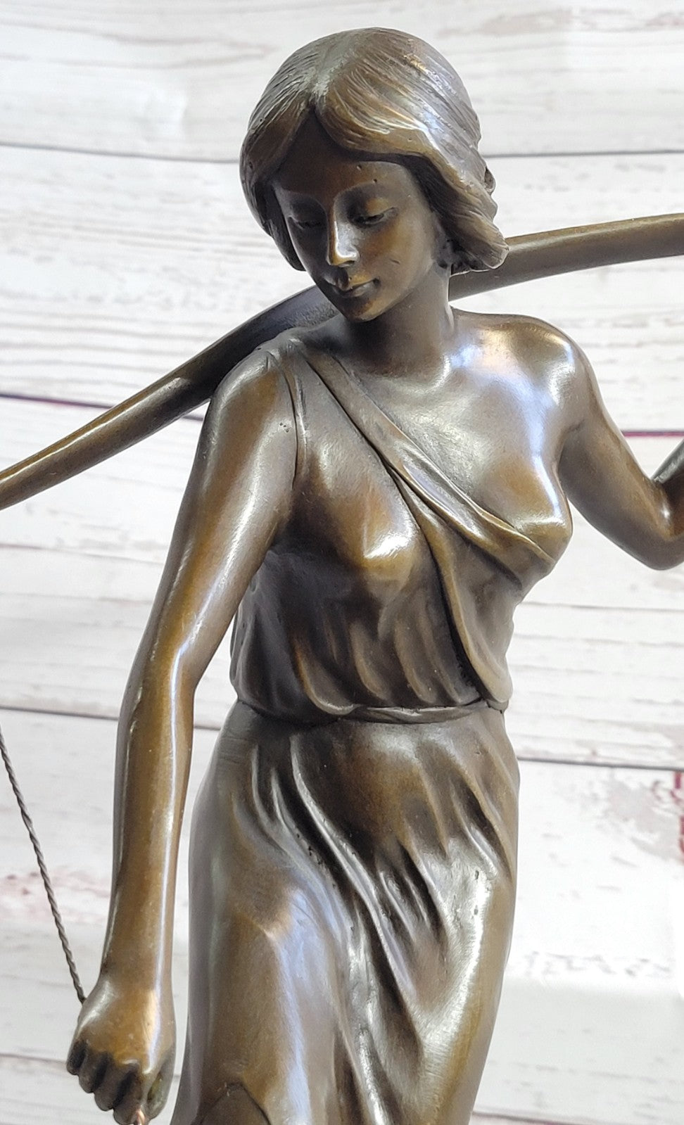 Mid Century French Bronze 16" Neoclassical sculpture of a maiden with Bucket NR