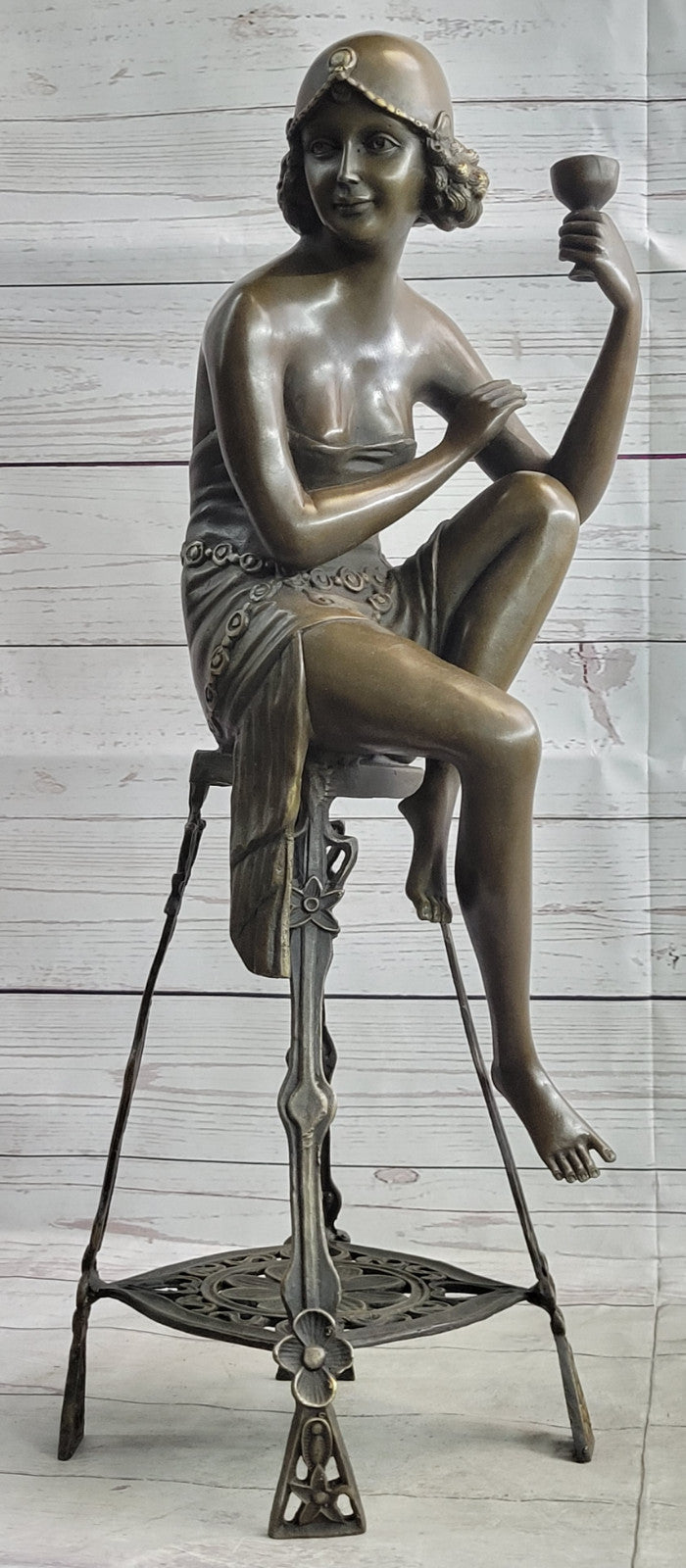 Hand Made Young Girl Sitting A chair Bronze Sculpture By MIR Statue Fi