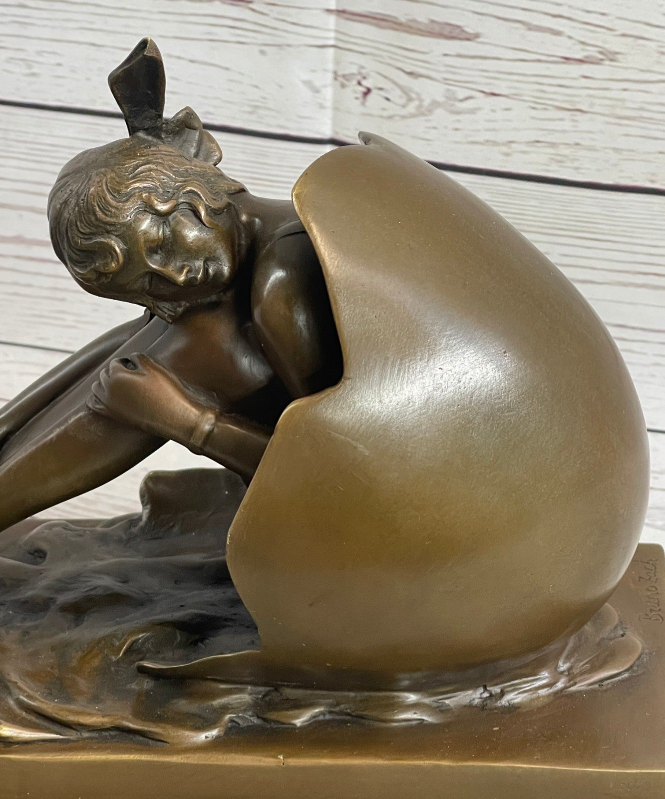 "Cholesterol" Female Emerging From Egg Bronze Sculpture by Bruno Zach Hot Cast