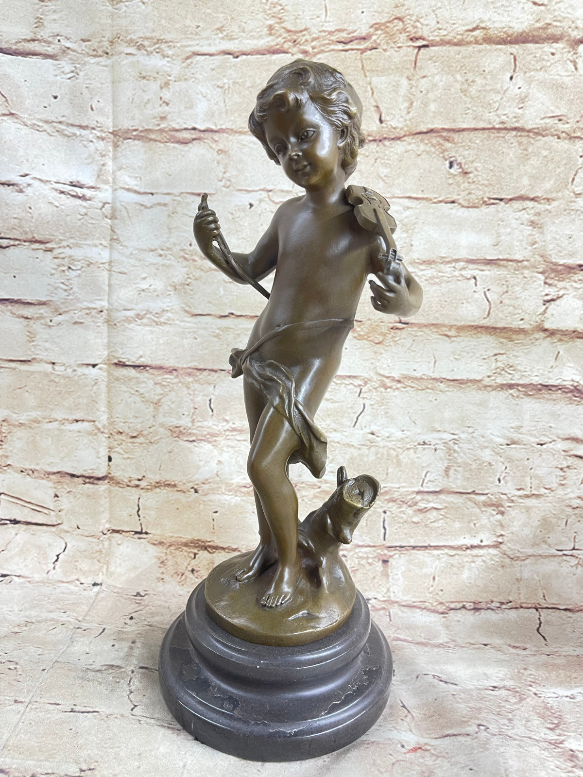Signed Moreau Violin Player Art Deco Statue Figurine Bronze Sculpture Figure
