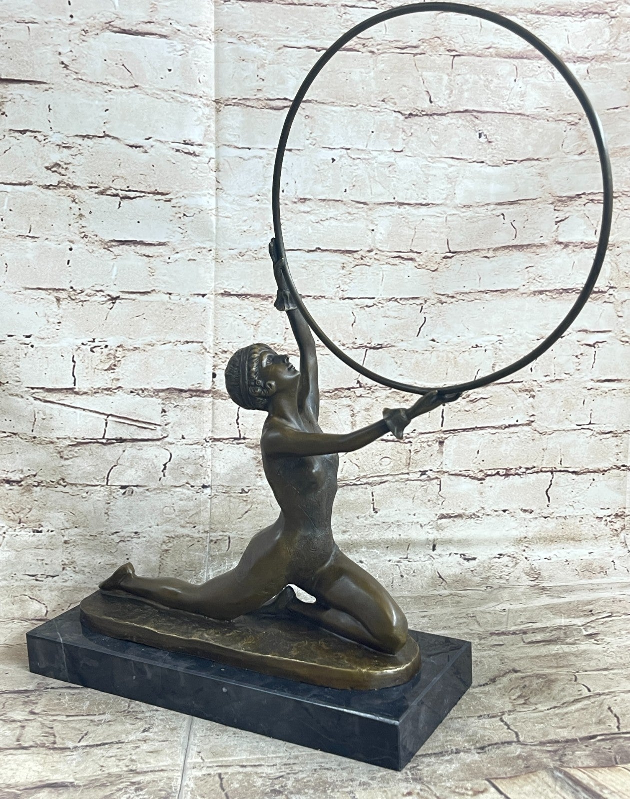 ART DECO BRONZE RING DANCER STATUE SIGNED Preiss FIGURE HOT CAST FIGURINE GIFT