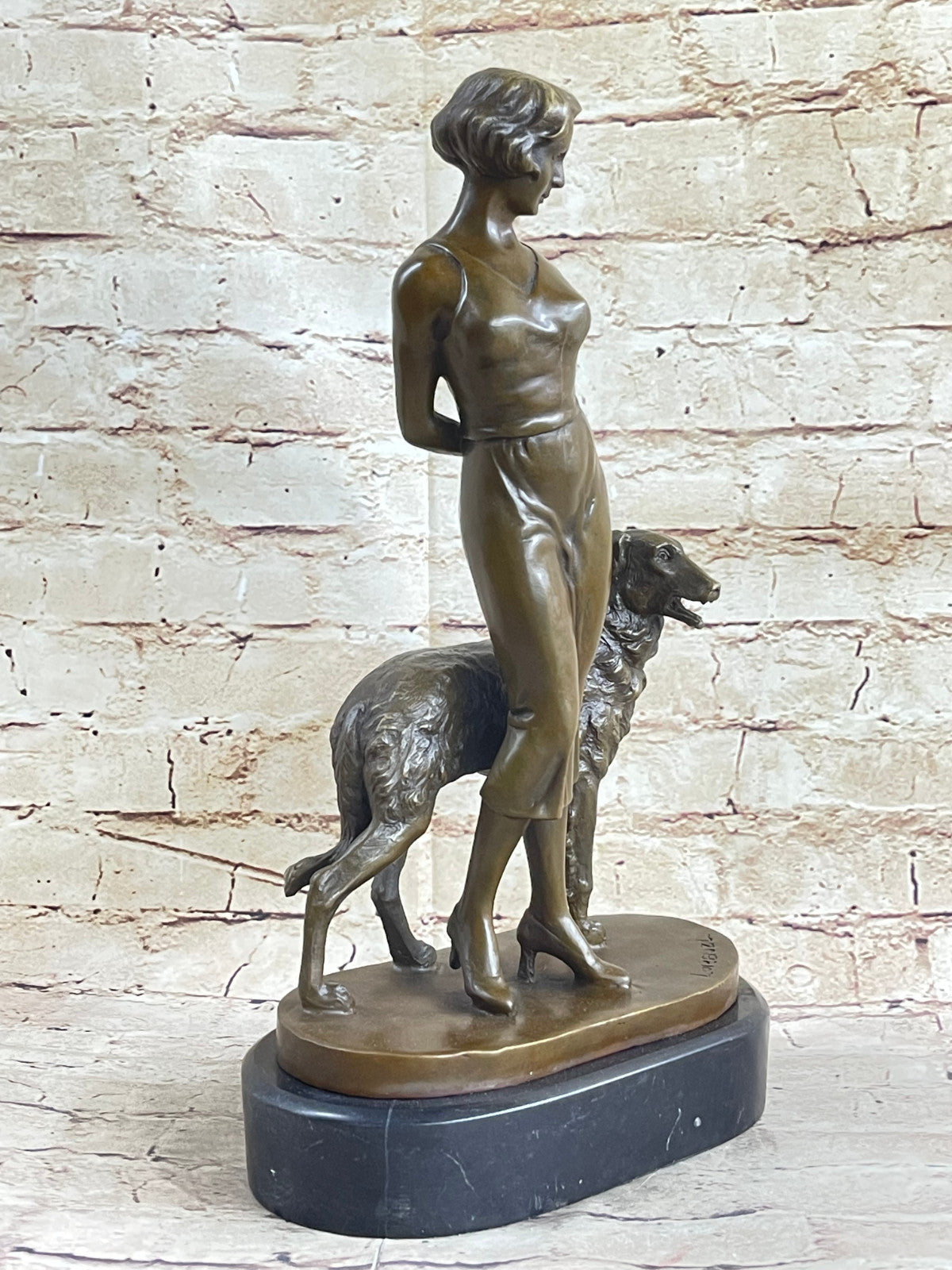 Viennese Art Deco Bronze Figure on a Marble Base by Joseph Lorenzl, 1930 product