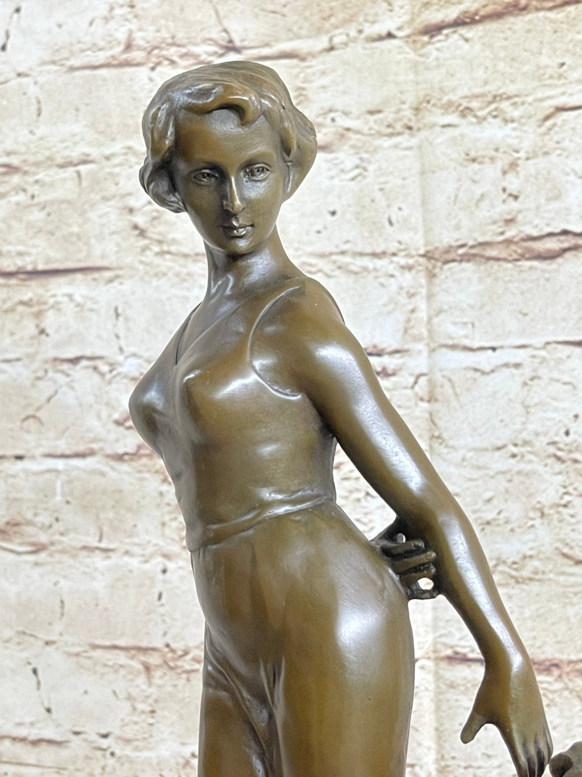 Viennese Art Deco Bronze Figure on a Marble Base by Joseph Lorenzl, 1930 product