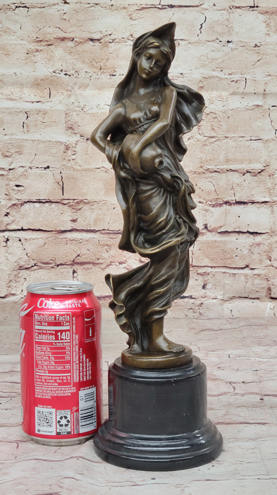 Timeless Beauty: Handmade Bronze Sculpture of a Maiden and Water Jug