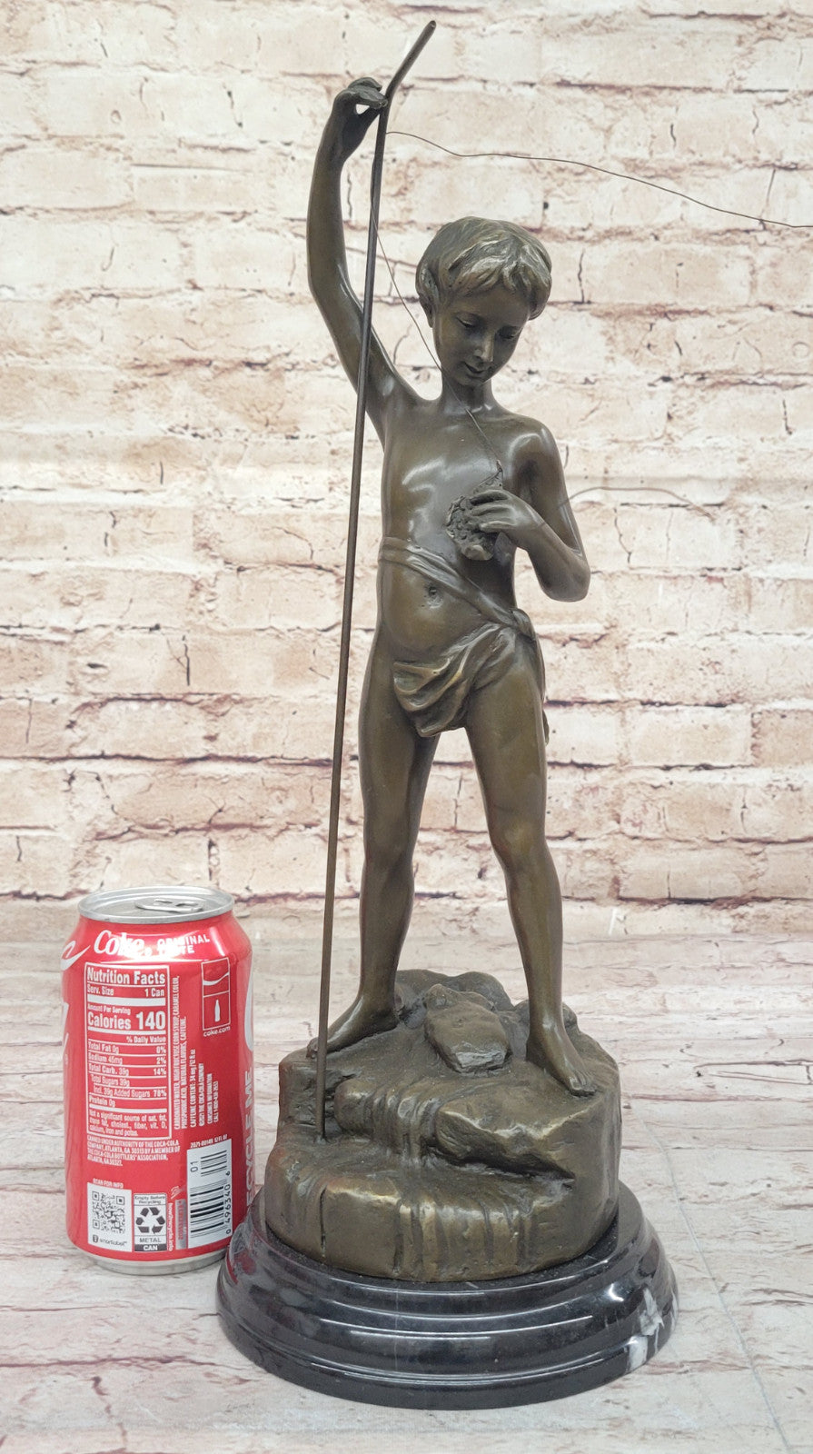 Museum Quality Fishing Boy Bronze Statue - A.Bofill Handcrafted Art