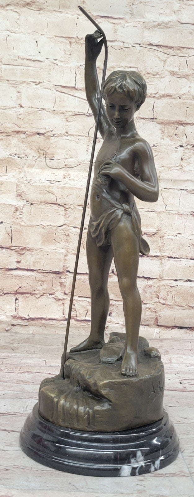 Museum Quality Fishing Boy Bronze Statue - A.Bofill Handcrafted Art