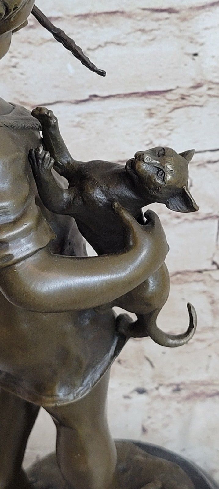 Art Deco Hot Cast Vienna Bronze Toddler and her Playful Cat Bronze Figurine