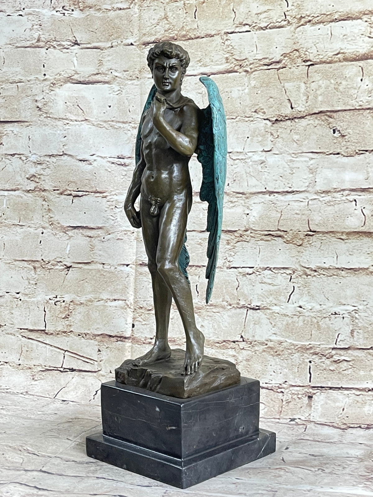 Classical Bronze Statue Michaelangelo`s David Nude Sculpture Figure Figurine
